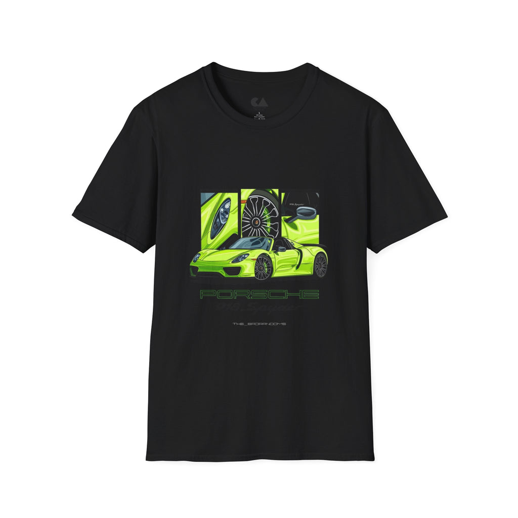 Porsche 918 Spyder Graphic T-Shirt — Neon Green Supercar Art Tee