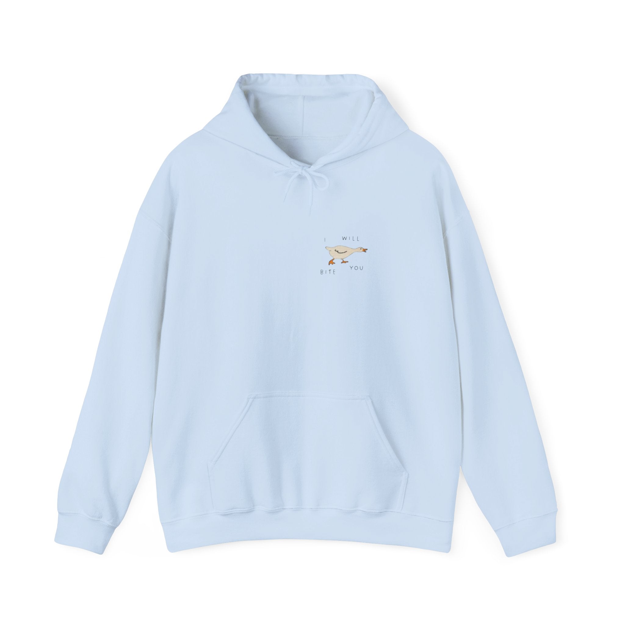 Minimal Running Duck Hoodie — Small Chest Illustration Sweatshirt