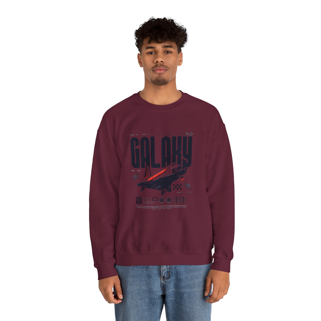 Galaxy Space Crewneck Sweatshirt — Retro Rocket Graphic