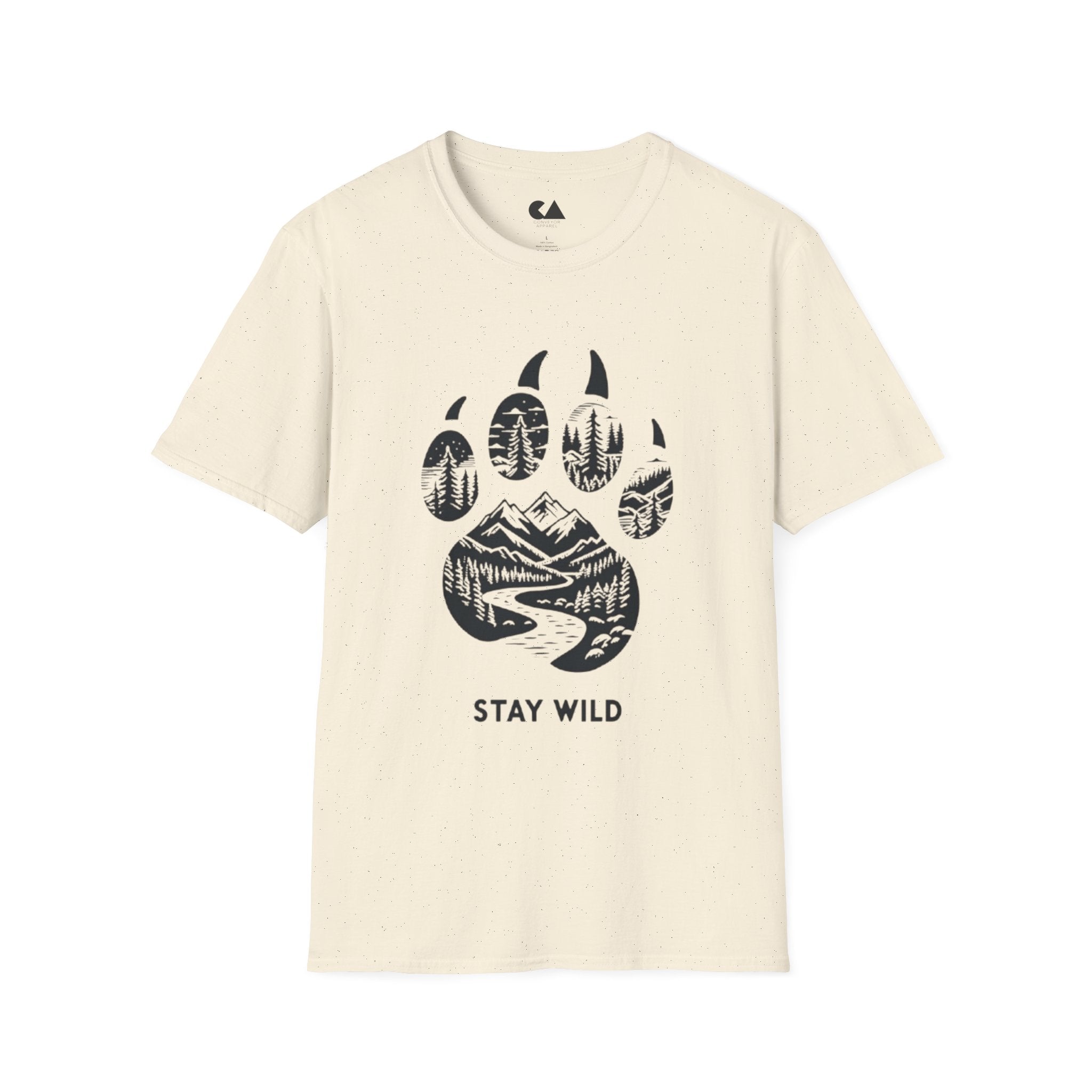 Stay Wild Bear Paw T-Shirt — Nature Mountain Forest Graphic Tee