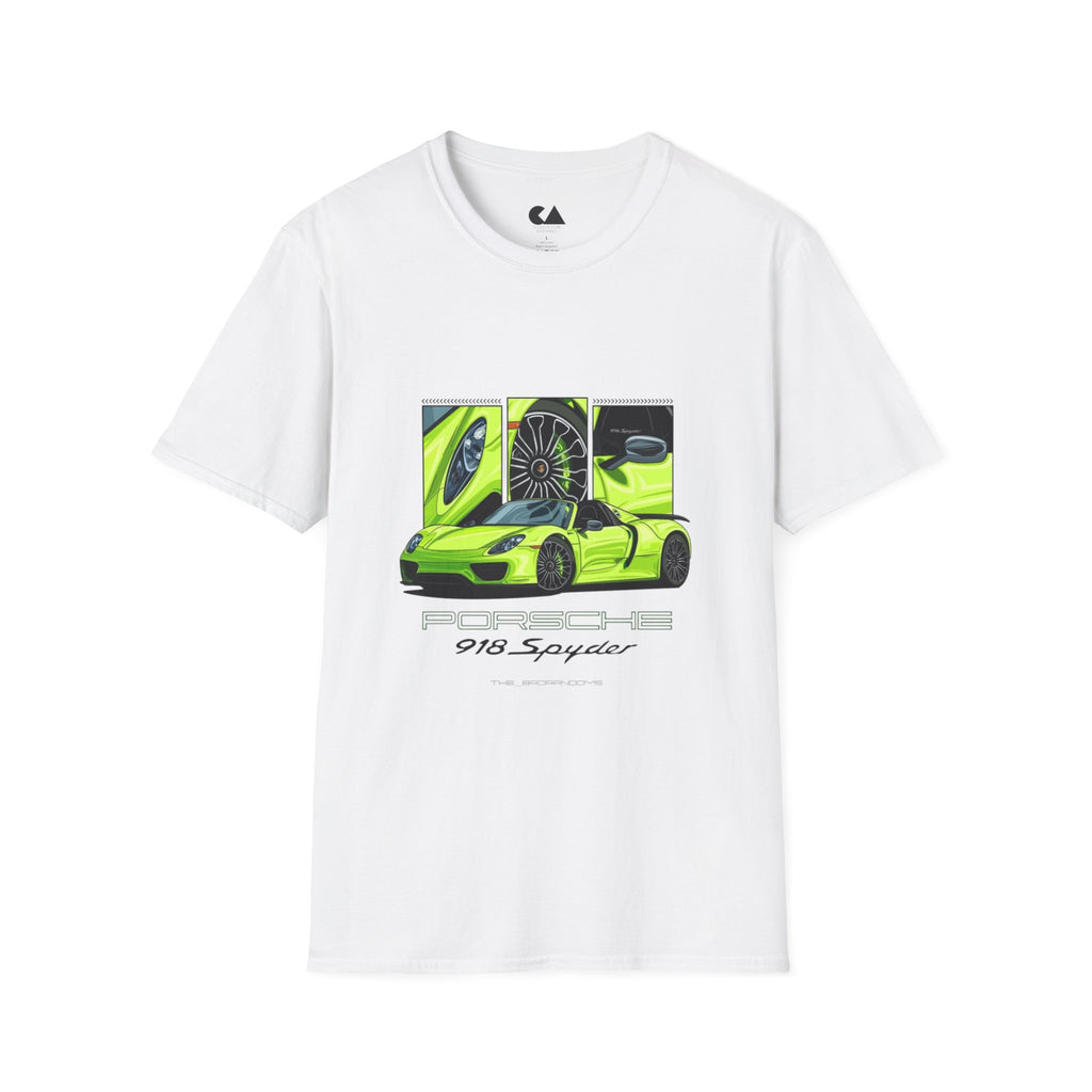 Porsche 918 Spyder Graphic T-Shirt — Neon Green Supercar Art Tee