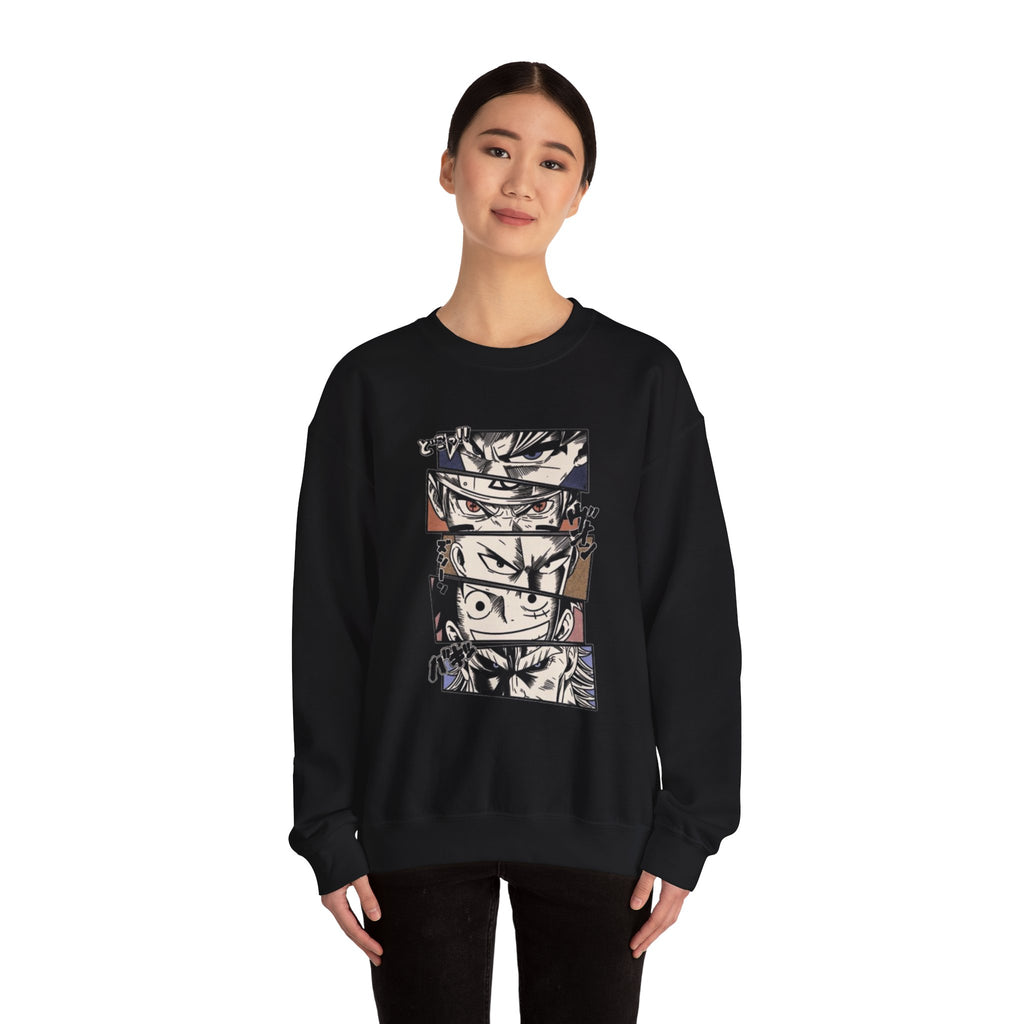 Anime Eyes Crewneck Sweatshirt — Intense Manga Character Panel Design