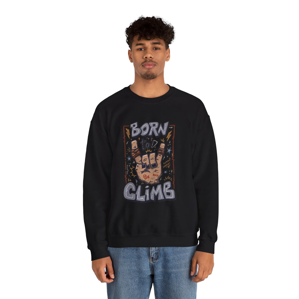 Climbing Crewneck Sweatshirt — "Born to Climb" Rock Climber Graphic