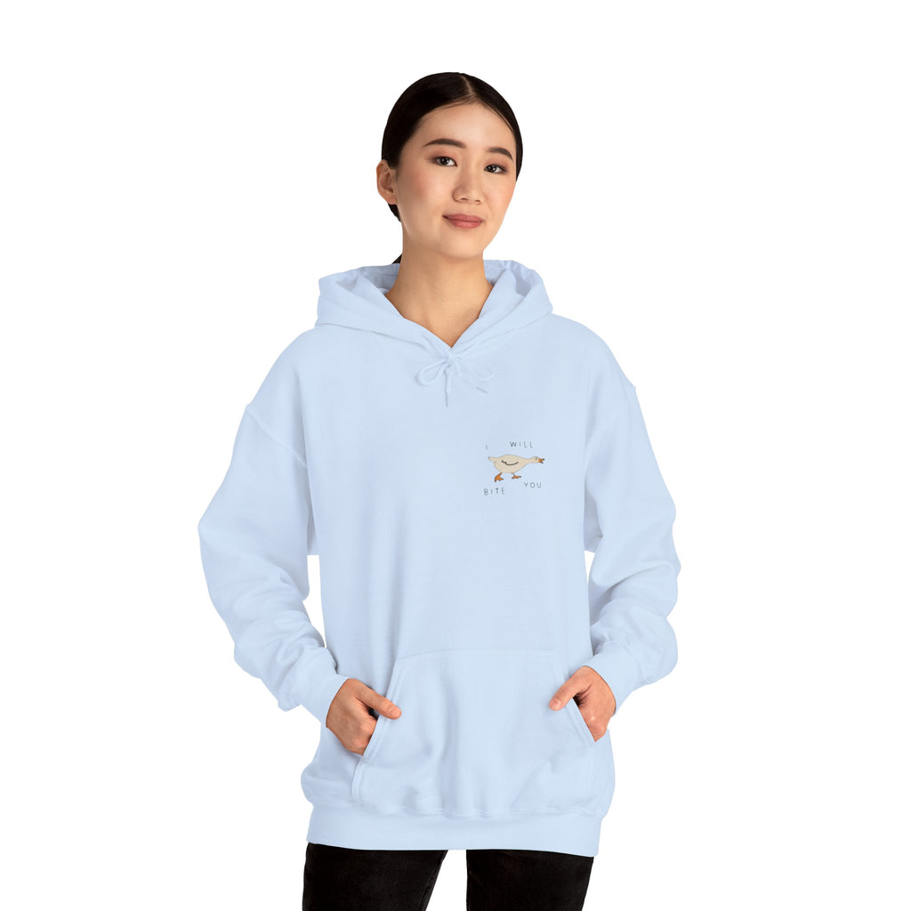 Minimal Running Duck Hoodie — Small Chest Illustration Sweatshirt