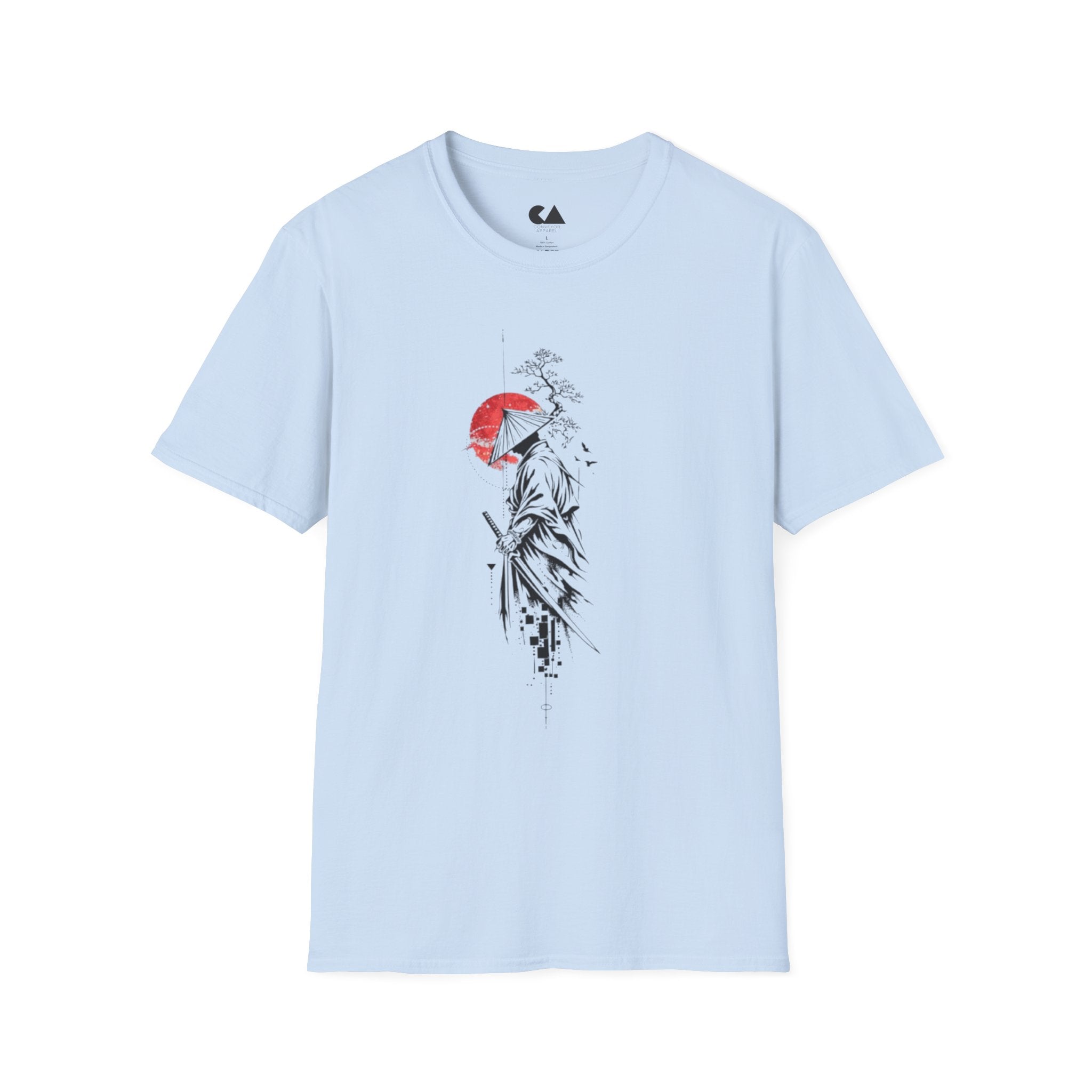 Samurai Sunset T-Shirt — Japanese Warrior Art Tee with Red Sun