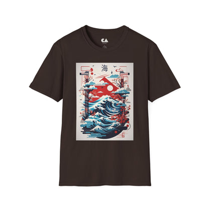 Stylish Graphic Tee with Japanese Wave Design, Unisex T-Shirt, Casual Wear, Beach Vibes, Gift for Him, Gift for Her