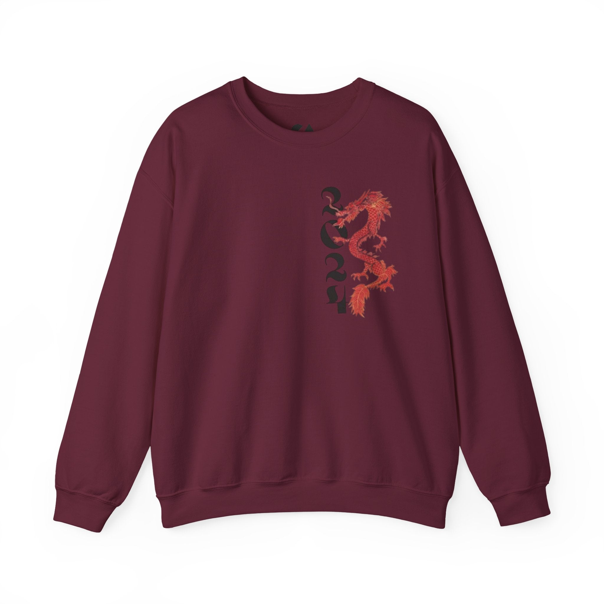Crewneck Sweatshirt — Red Dragon Vertical Kanji Design