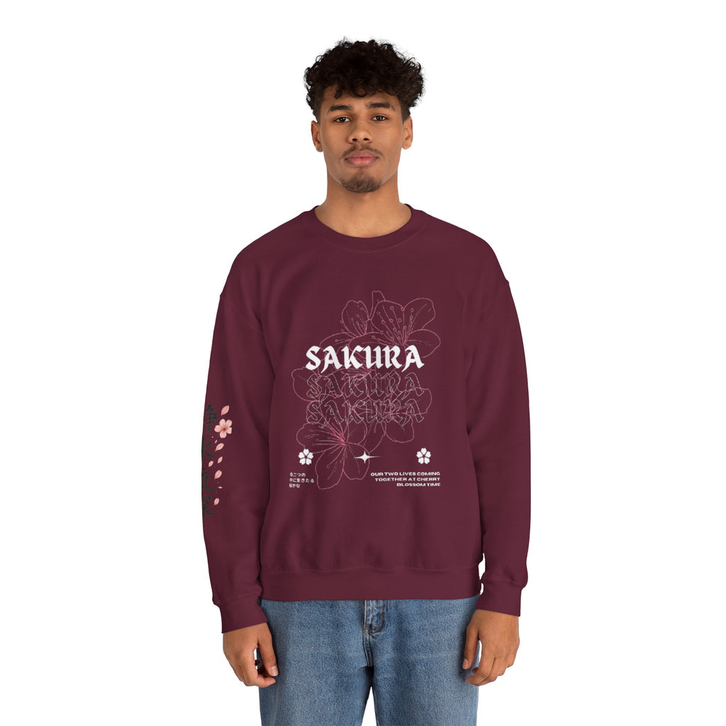 Sakura Floral Crewneck Sweatshirt – Japanese Cherry Blossom Graphic Sweatshirt