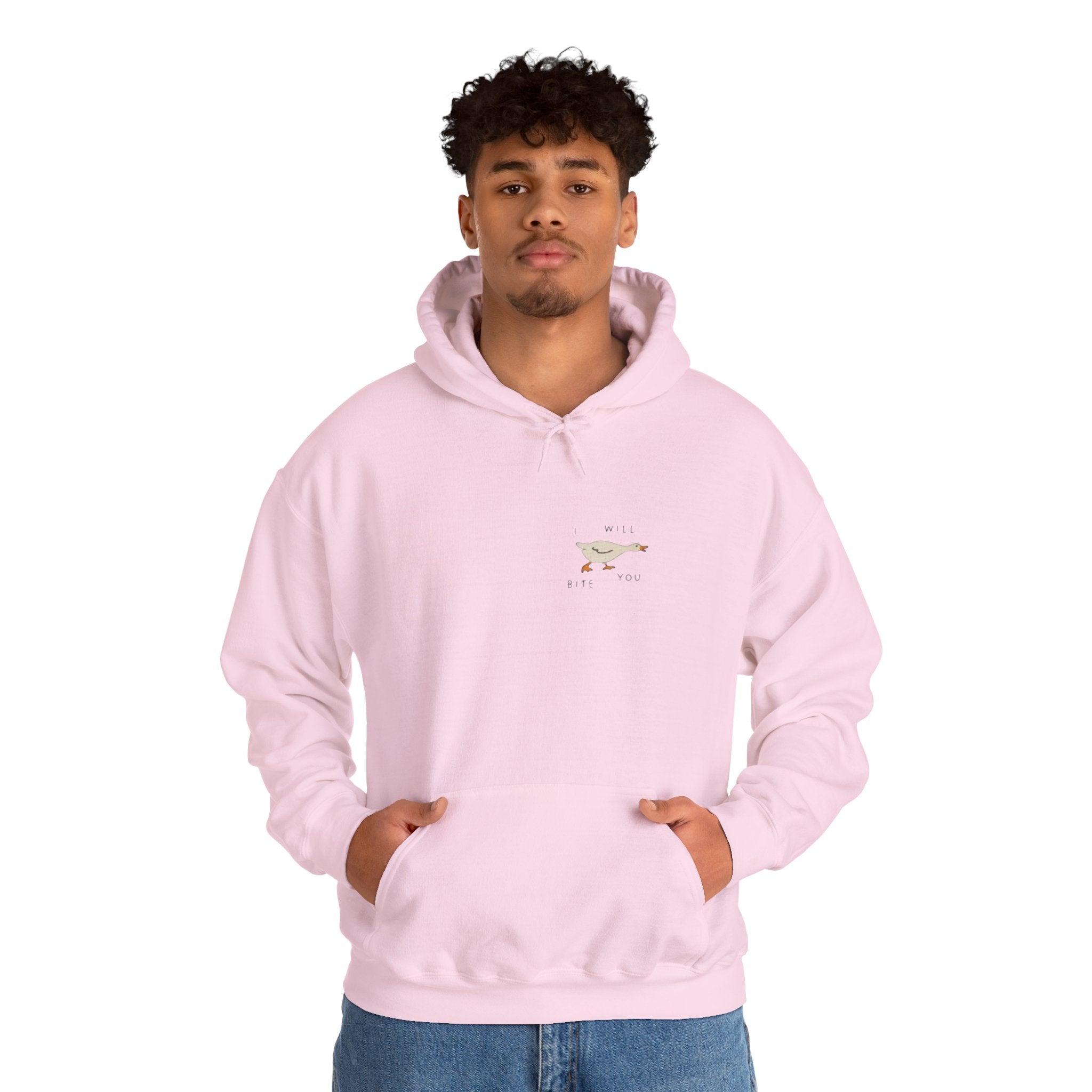Minimal Running Duck Hoodie — Small Chest Illustration Sweatshirt