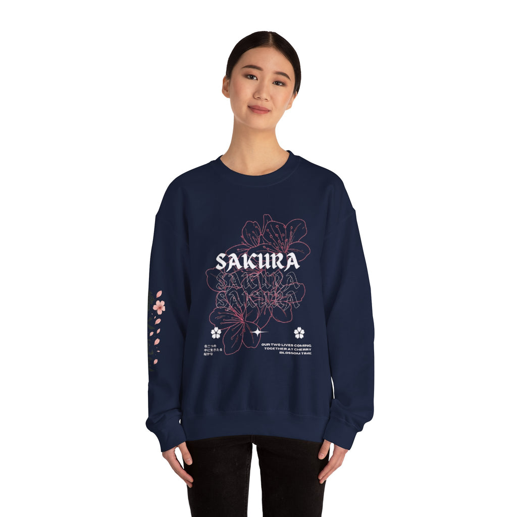 Sakura Floral Crewneck Sweatshirt – Japanese Cherry Blossom Graphic Sweatshirt