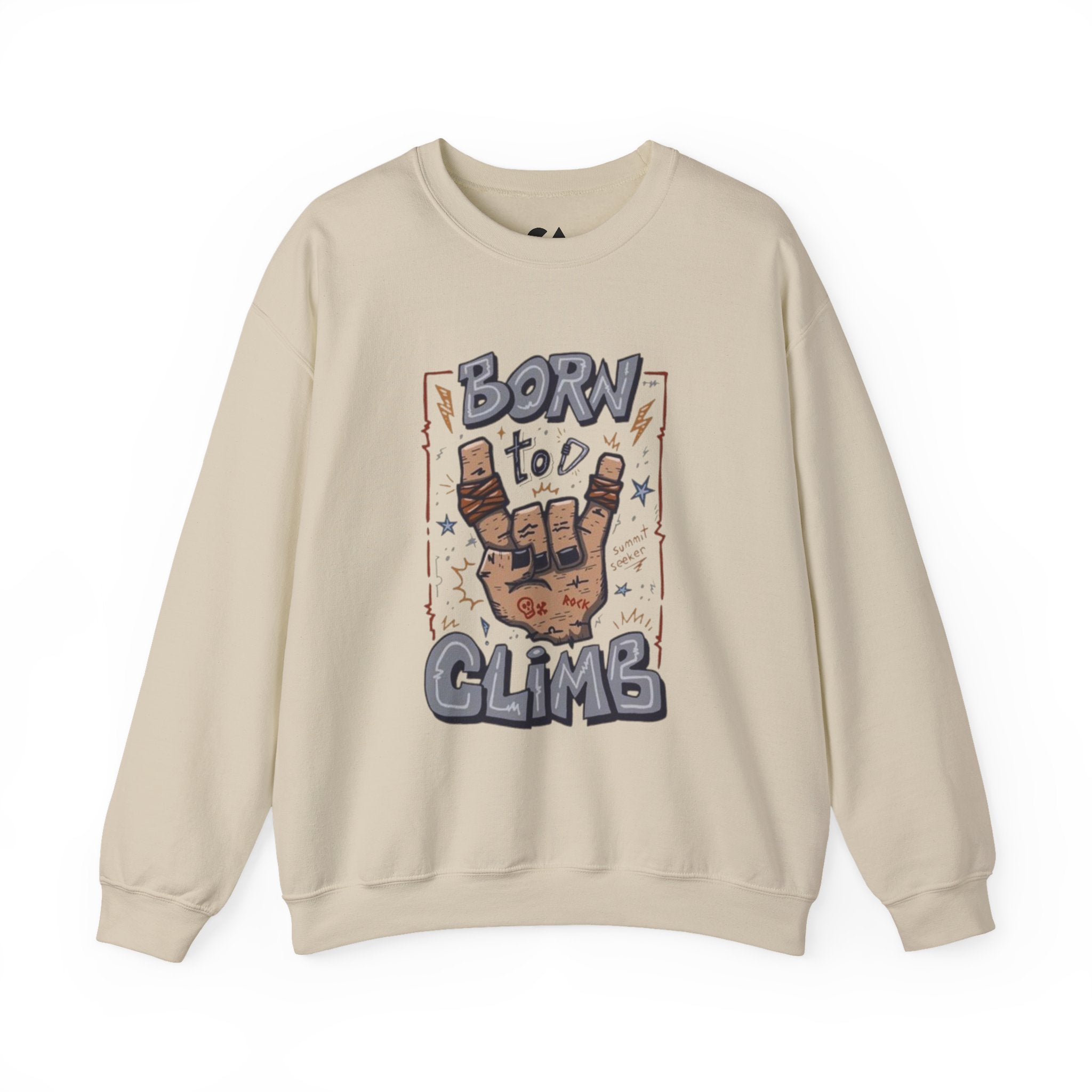 Climbing Crewneck Sweatshirt — "Born to Climb" Rock Climber Graphic
