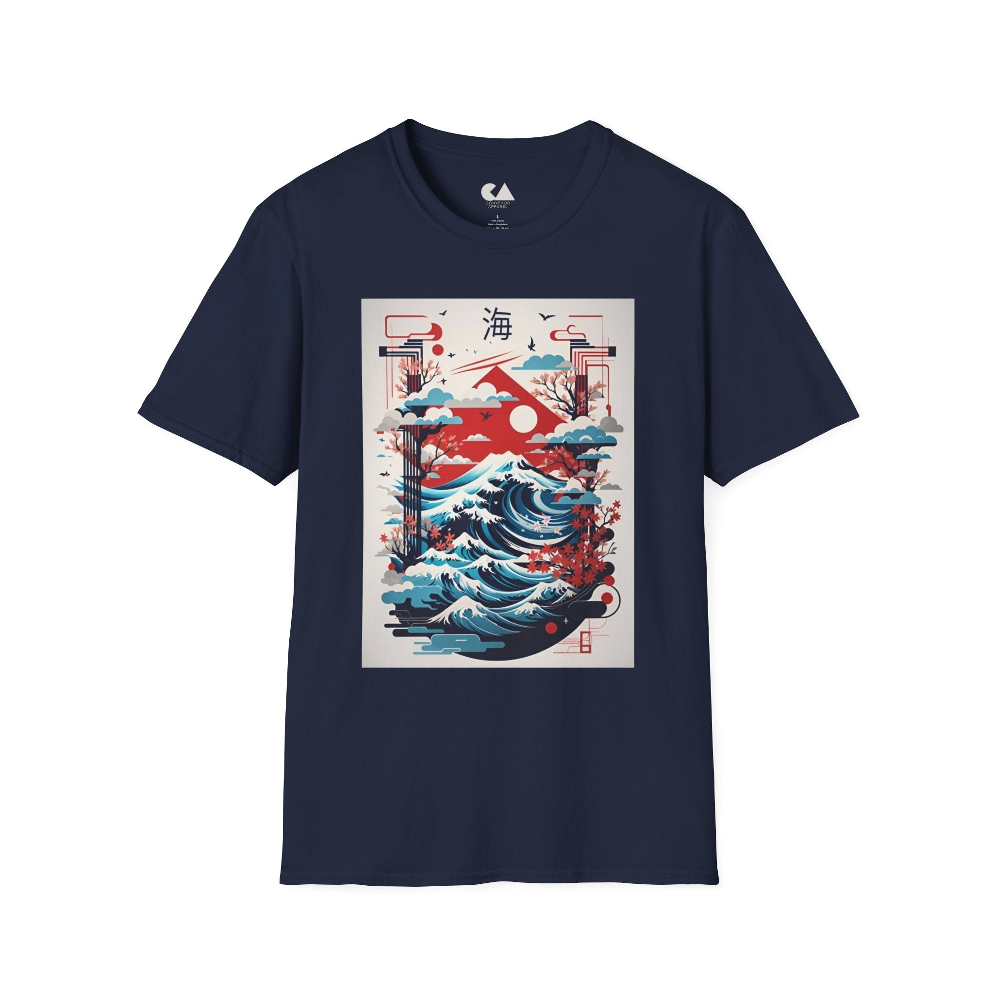 Stylish Graphic Tee with Japanese Wave Design