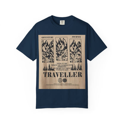 Adventure Traveller T-Shirt | Unisex Garment-Dyed Tee for Explorers, Outdoor Enthusiasts, Travel Lovers, Perfect Gift