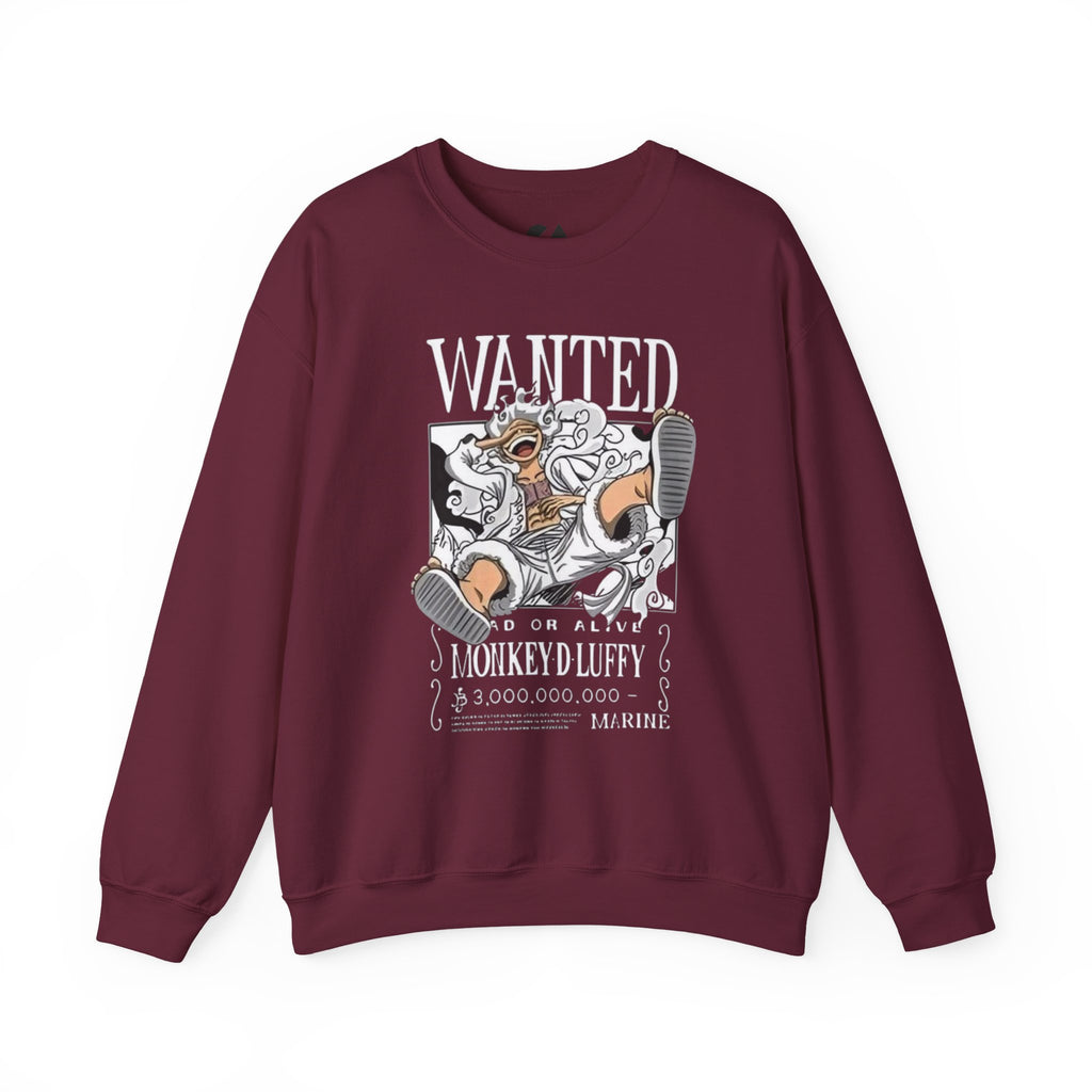 Monkey D Luffy Crewneck Sweatshirt — Playful Skateboarding Anime Illustration