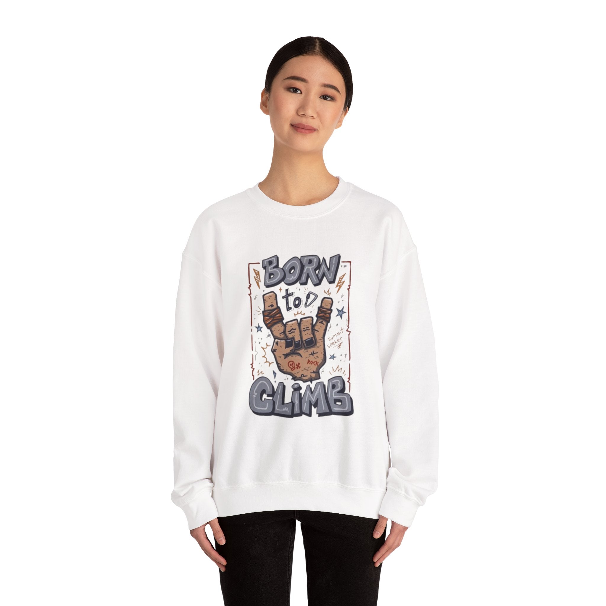 Climbing Crewneck Sweatshirt — "Born to Climb" Rock Climber Graphic