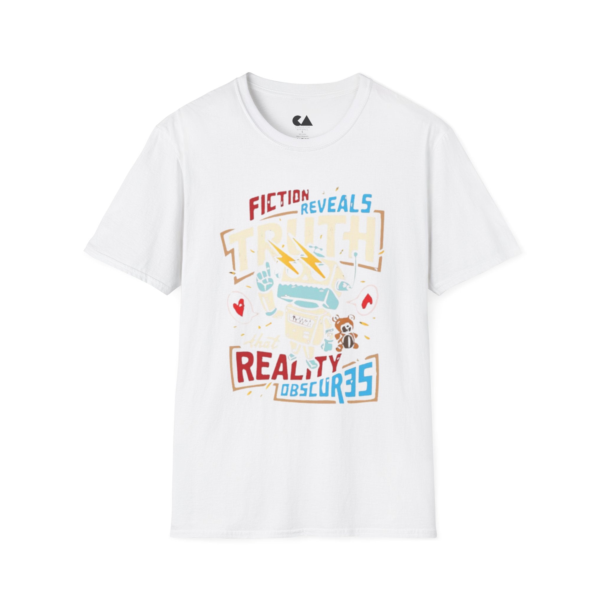 Fiction Reveals Truth Graphic T-Shirt — Retro Lightning Design