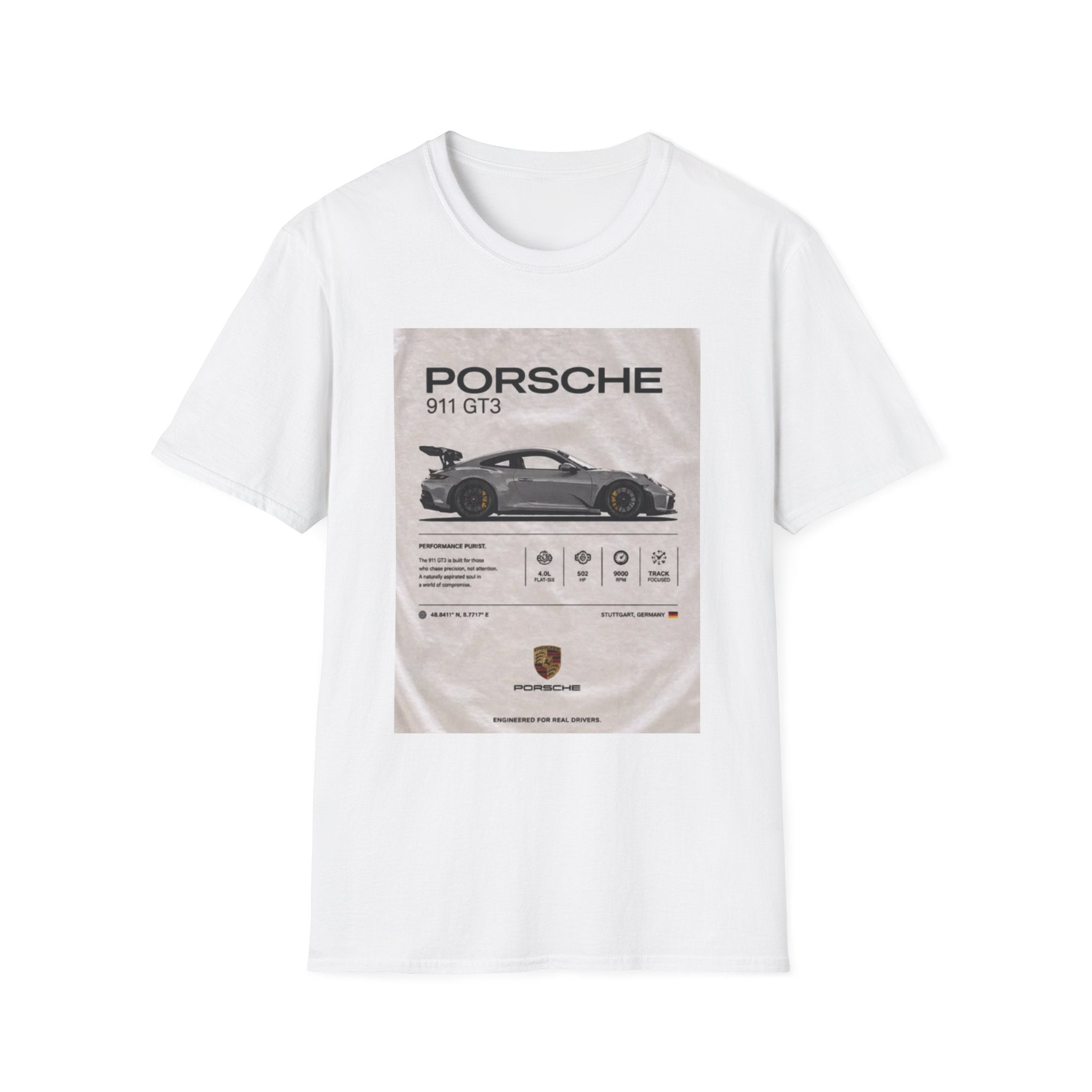 Porsche 911 GT3 Poster Tee — Racing Car Graphic T-Shirt