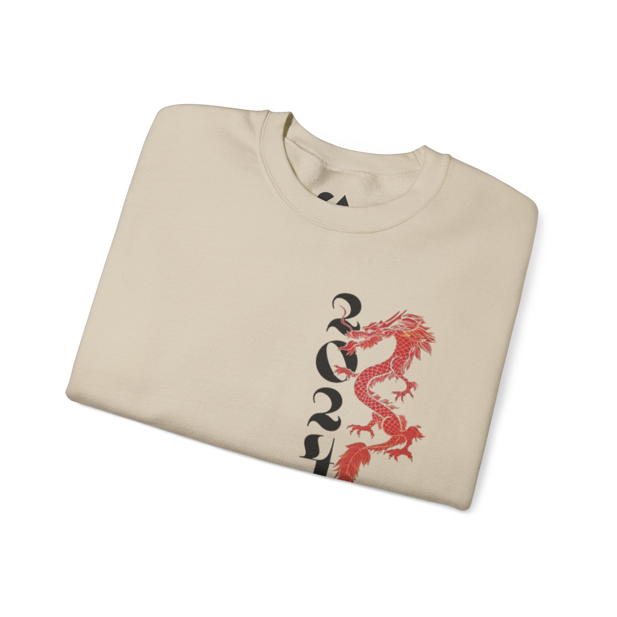 Crewneck Sweatshirt — Red Dragon Vertical Kanji Design