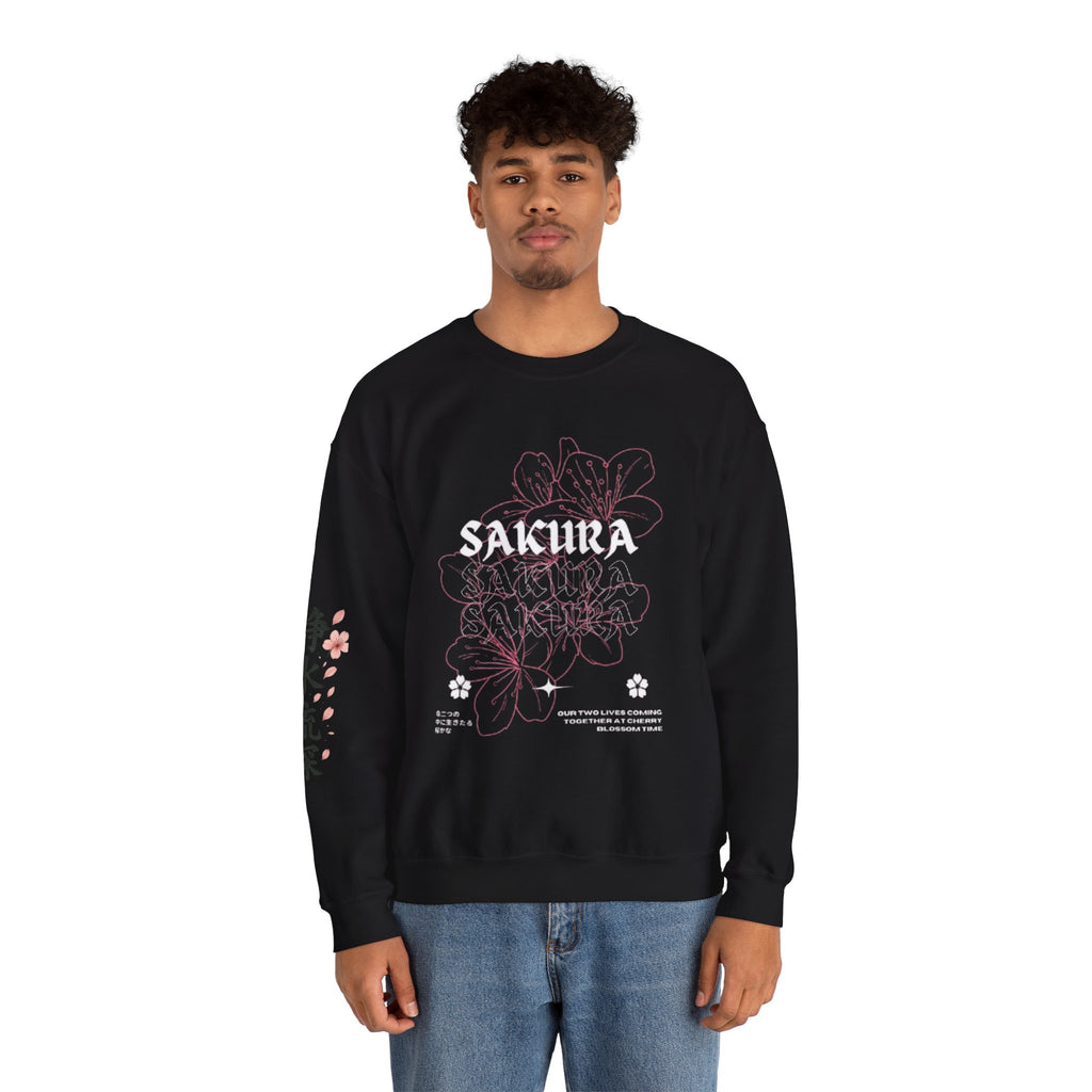 Sakura Floral Crewneck Sweatshirt – Japanese Cherry Blossom Graphic Sweatshirt