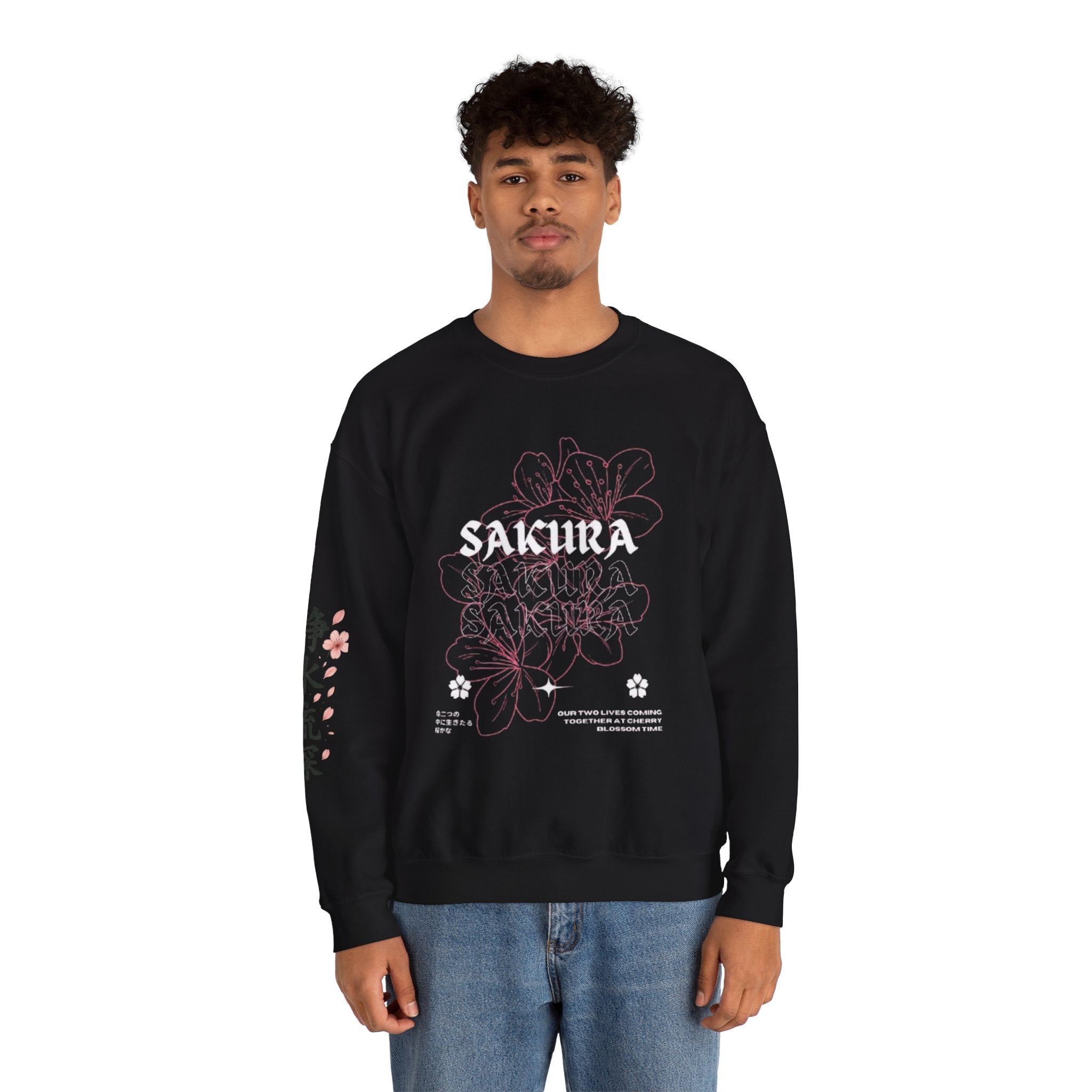 Sakura Floral Crewneck Sweatshirt – Japanese Cherry Blossom Graphic Sweatshirt