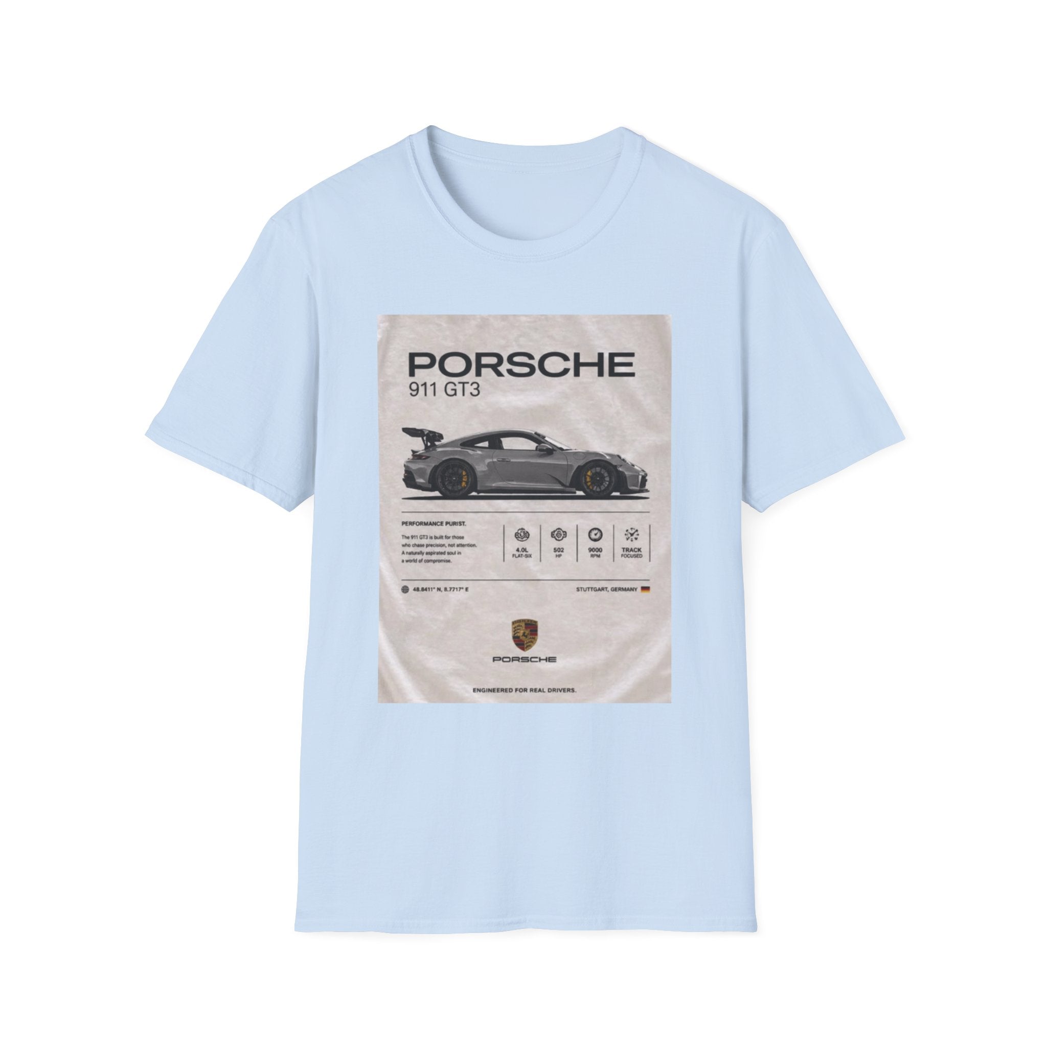 Porsche 911 GT3 Poster Tee — Racing Car Graphic T-Shirt