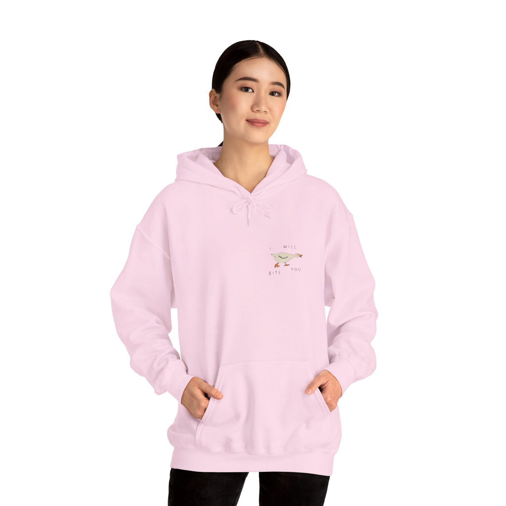 Minimal Running Duck Hoodie — Small Chest Illustration Sweatshirt