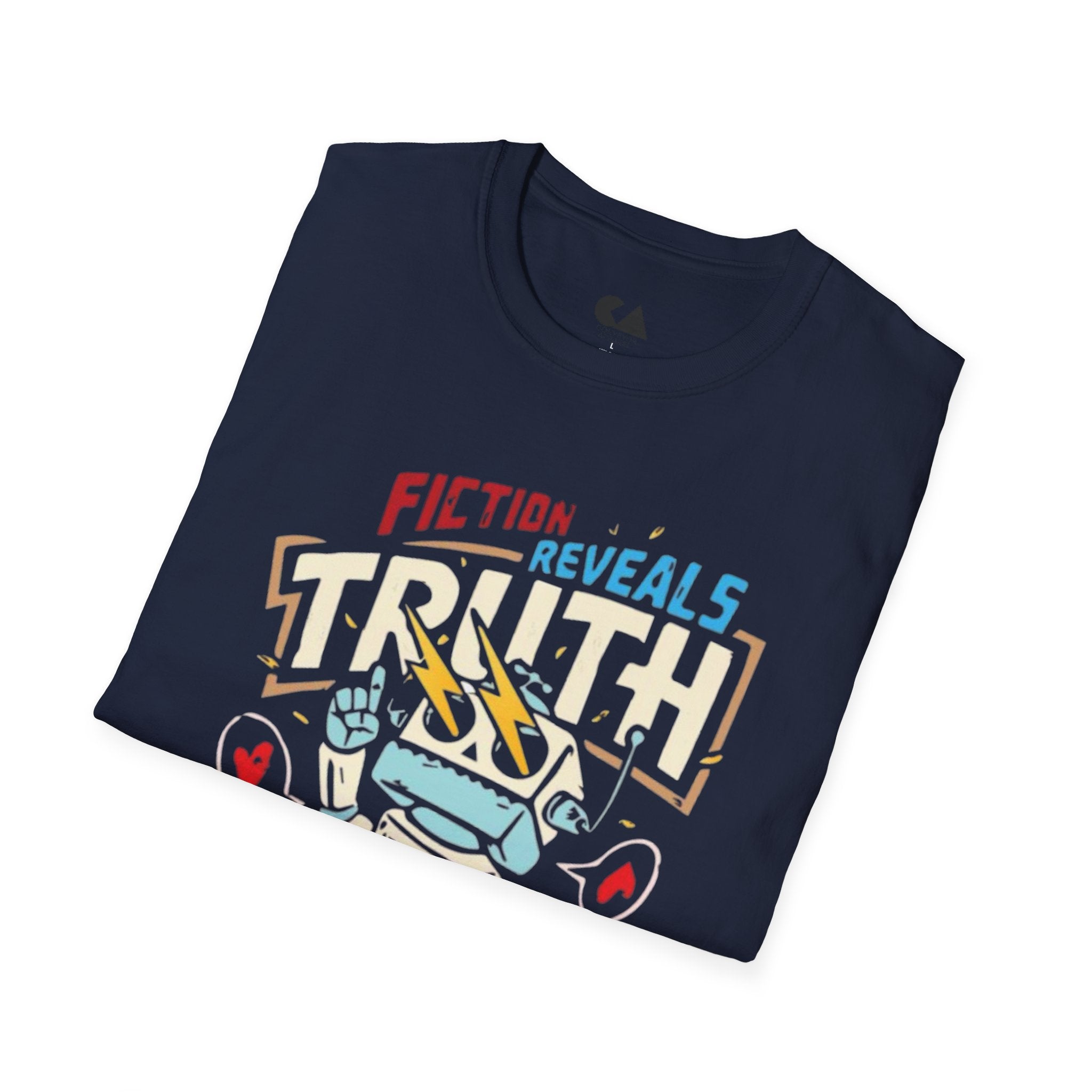 Fiction Reveals Truth Graphic T-Shirt — Retro Lightning Design