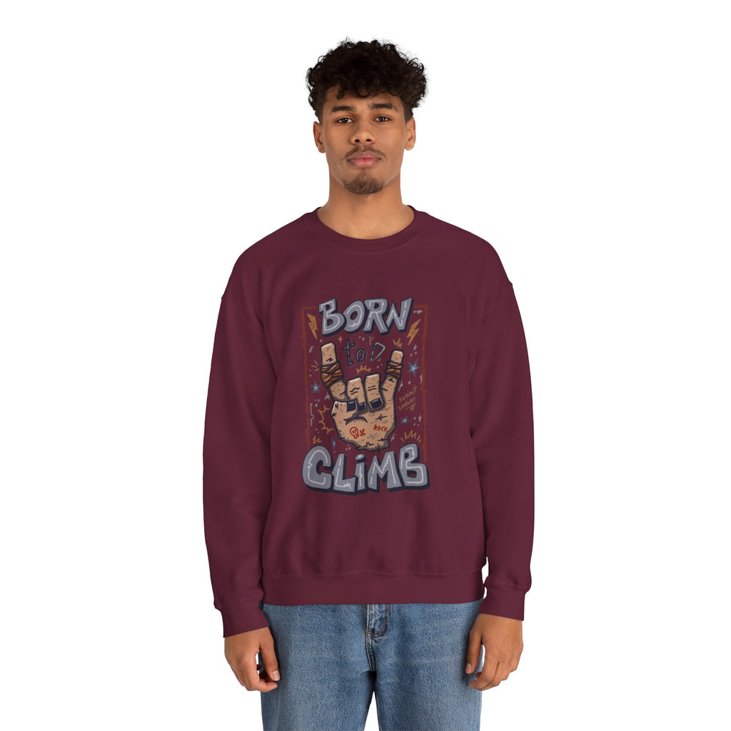 Climbing Crewneck Sweatshirt — "Born to Climb" Rock Climber Graphic