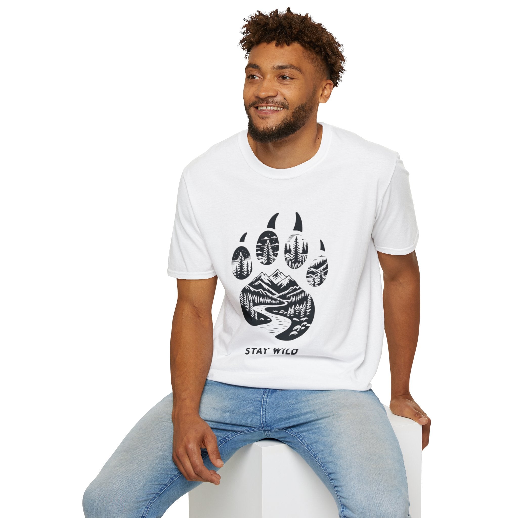Stay Wild Bear Paw T-Shirt — Nature Mountain Forest Graphic Tee