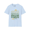 Mountain Sunrise T-Shirt — Retro Green Forest Camping Tee