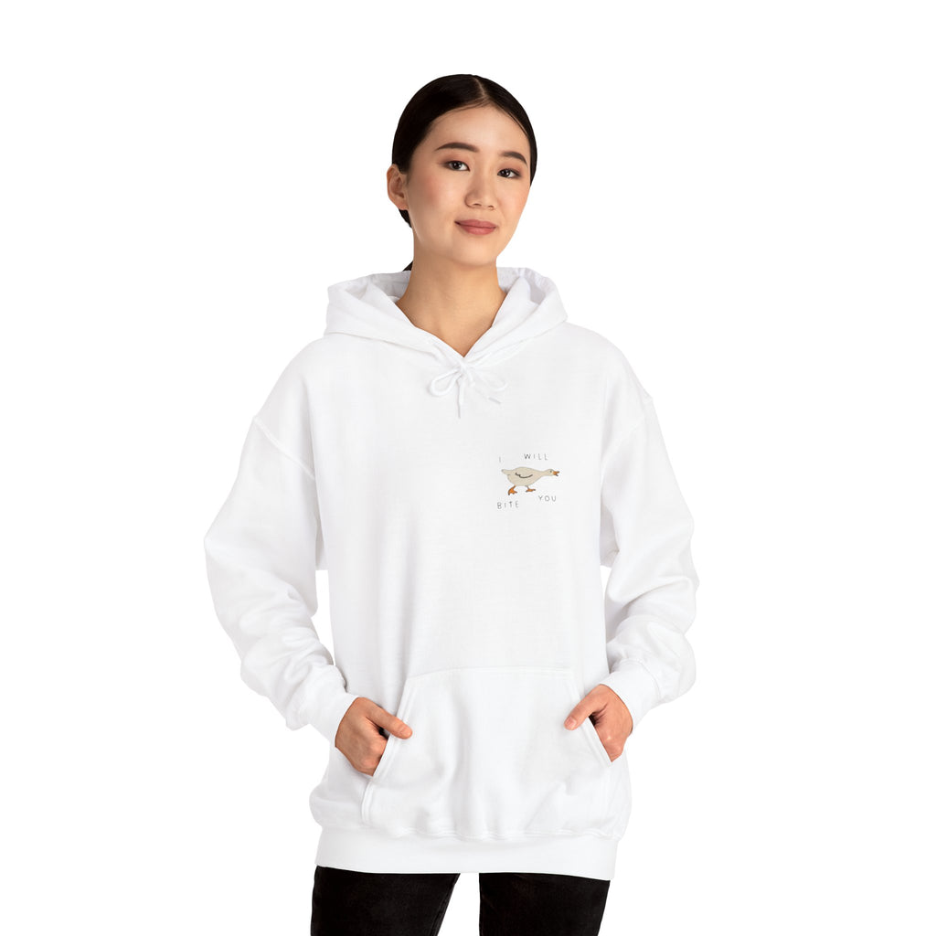 Minimal Running Duck Hoodie — Small Chest Illustration Sweatshirt
