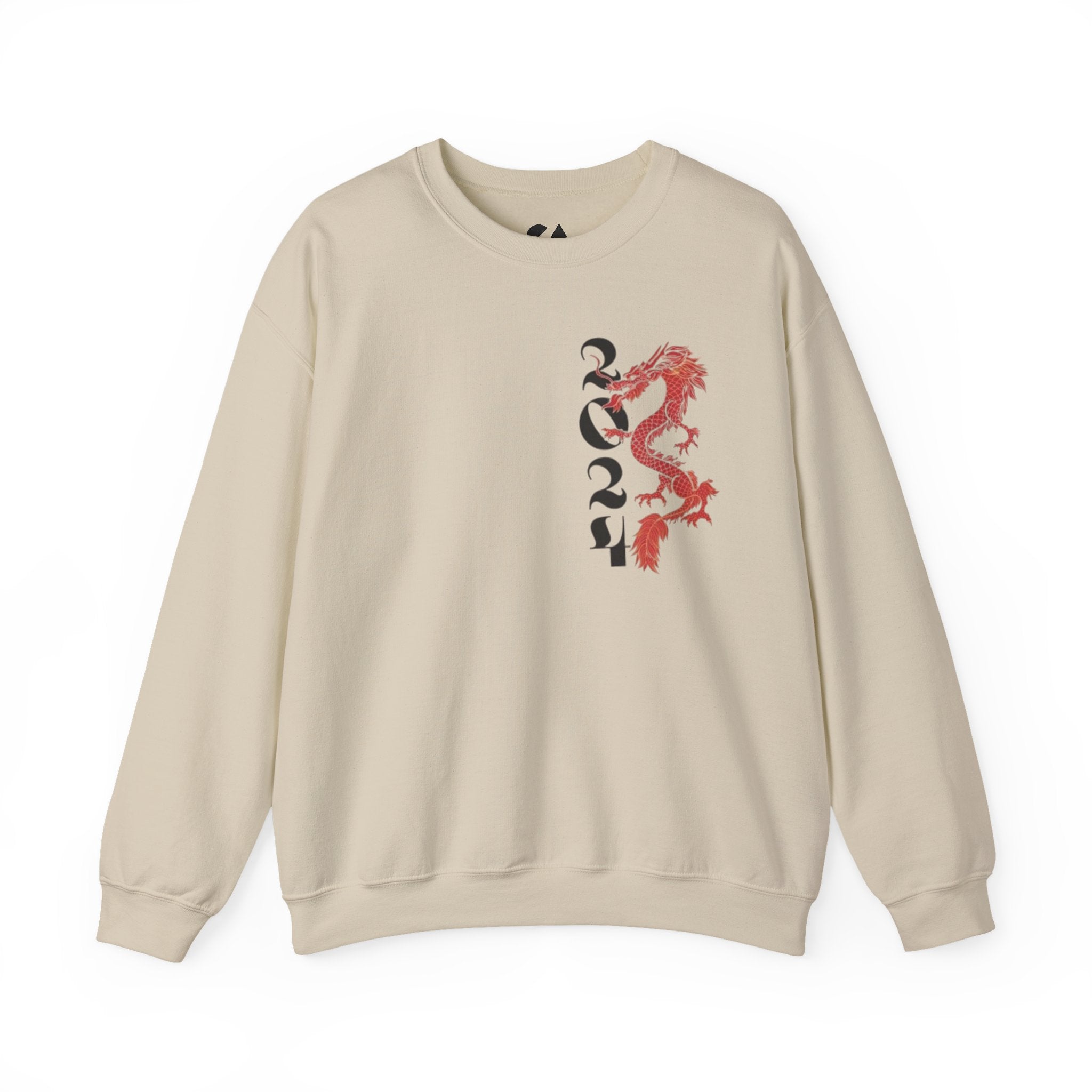 Crewneck Sweatshirt — Red Dragon Vertical Kanji Design