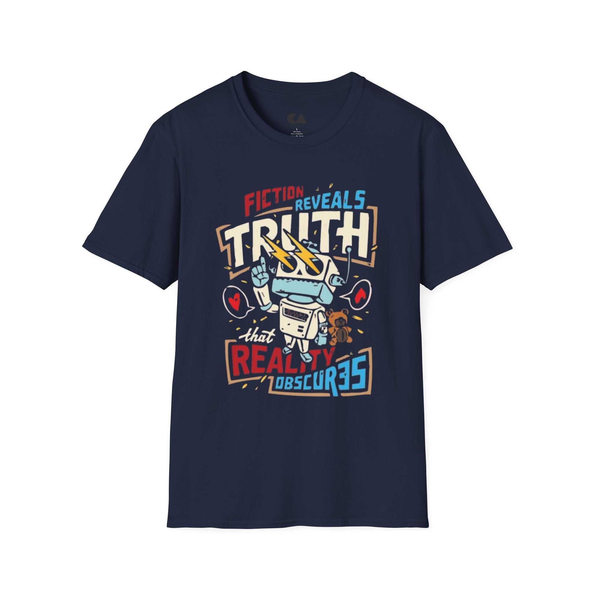 Fiction Reveals Truth Graphic T-Shirt — Retro Lightning Design