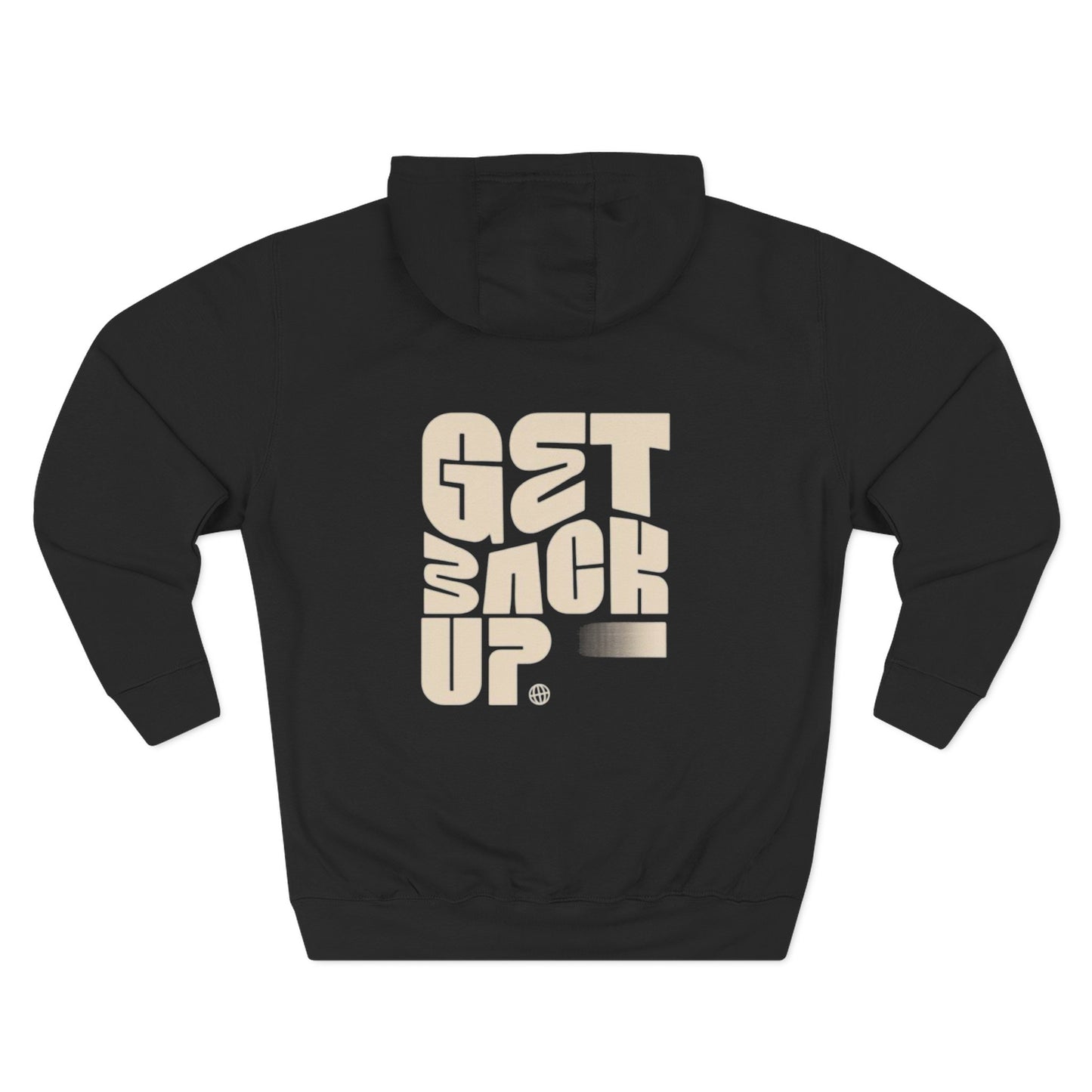 Three-Panel Fleece Hoodie with Motivational Prints