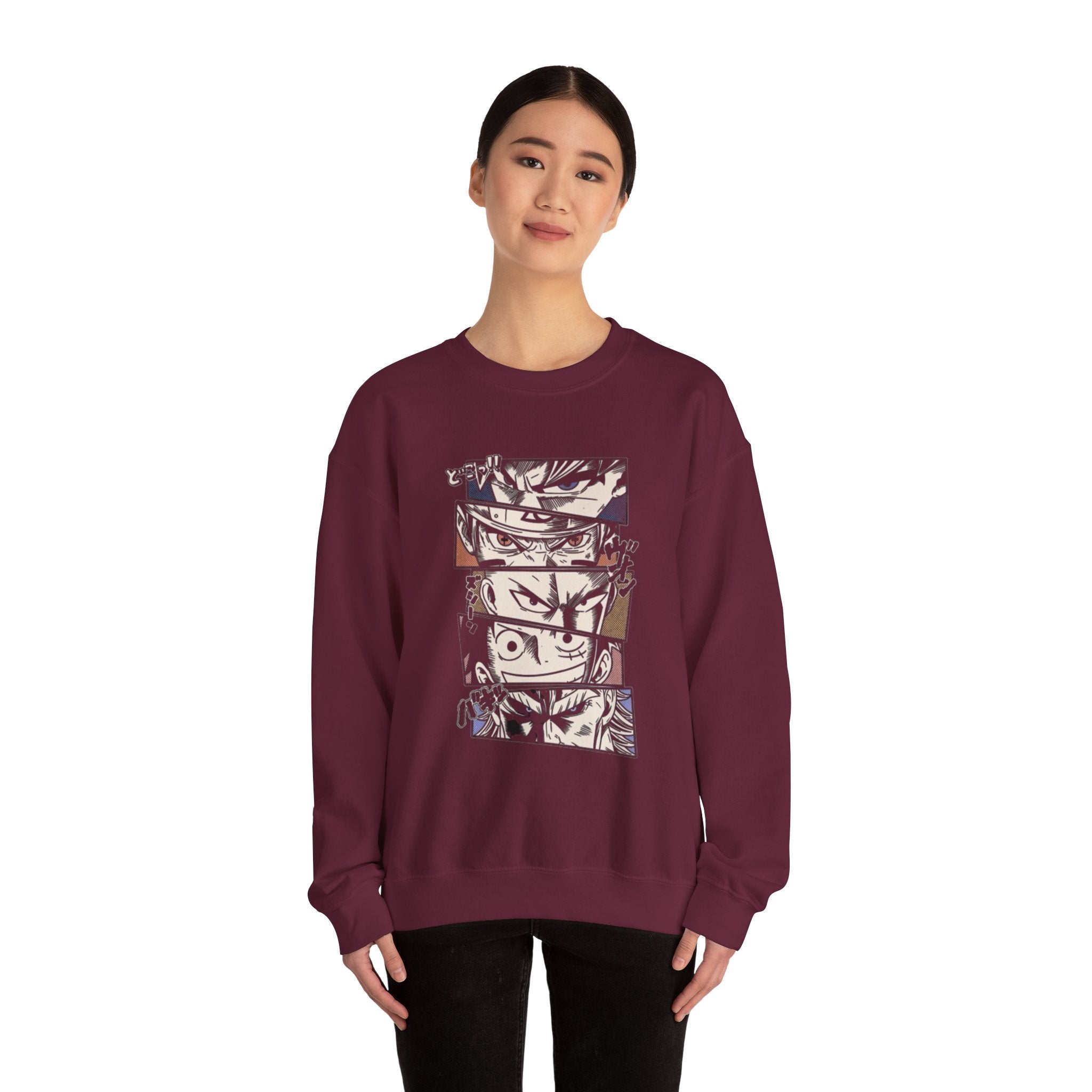 Anime Eyes Crewneck Sweatshirt — Intense Manga Character Panel Design