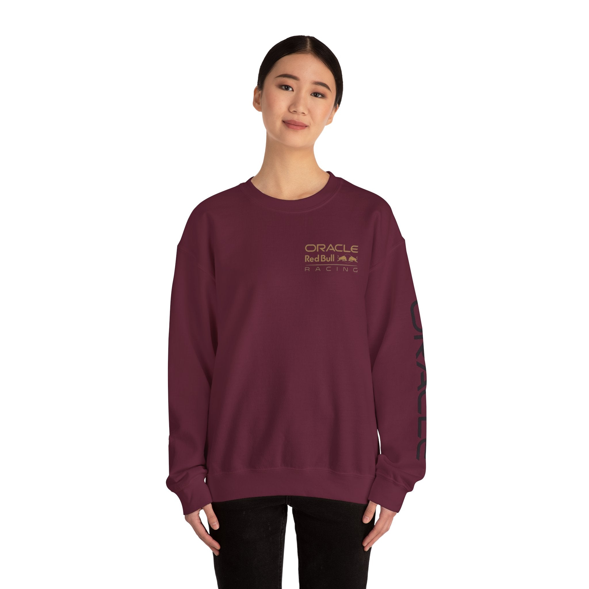 Oracle Red Bull Racing Crewneck Sweatshirt — Minimal Logo Sleeve Pullover