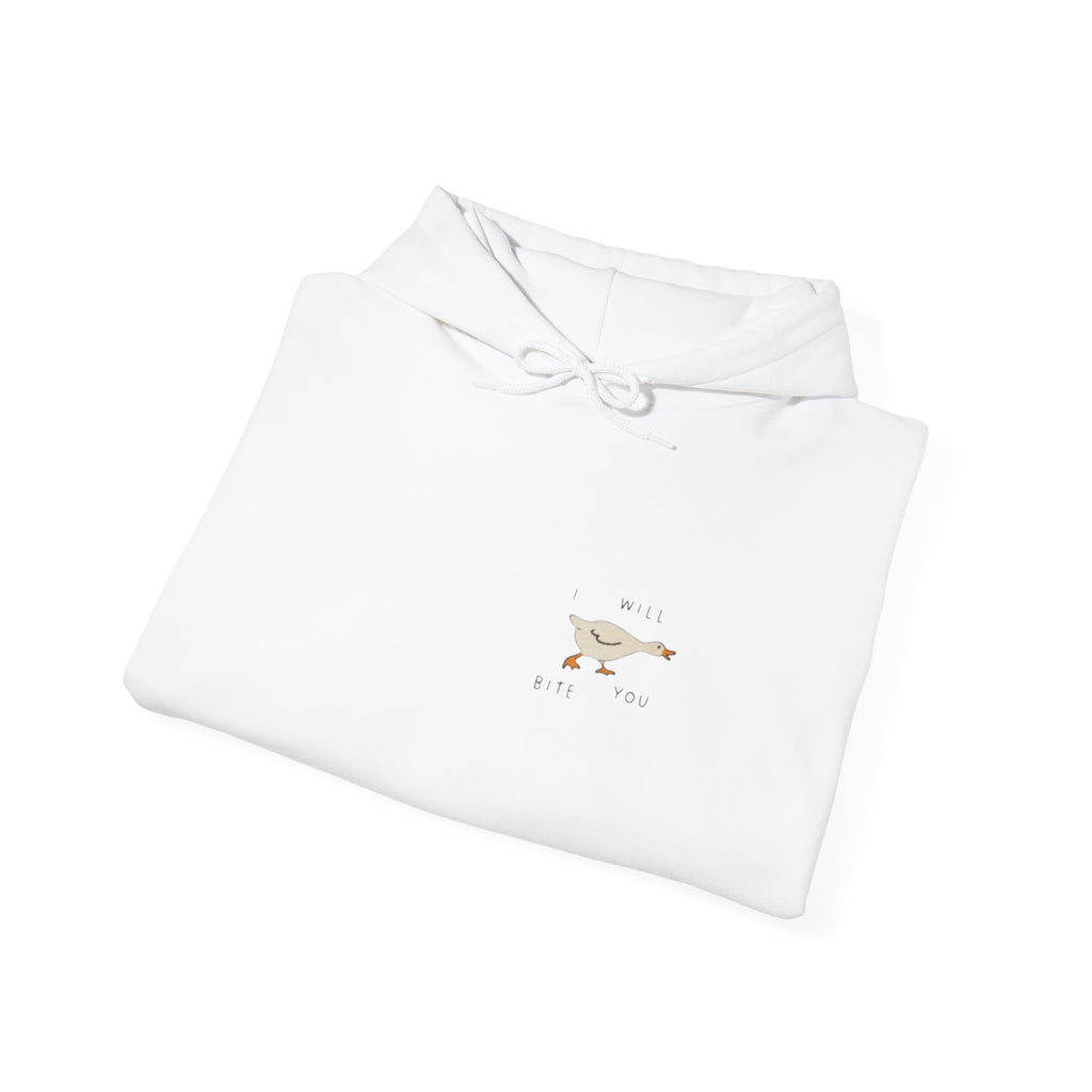 Minimal Running Duck Hoodie — Small Chest Illustration Sweatshirt