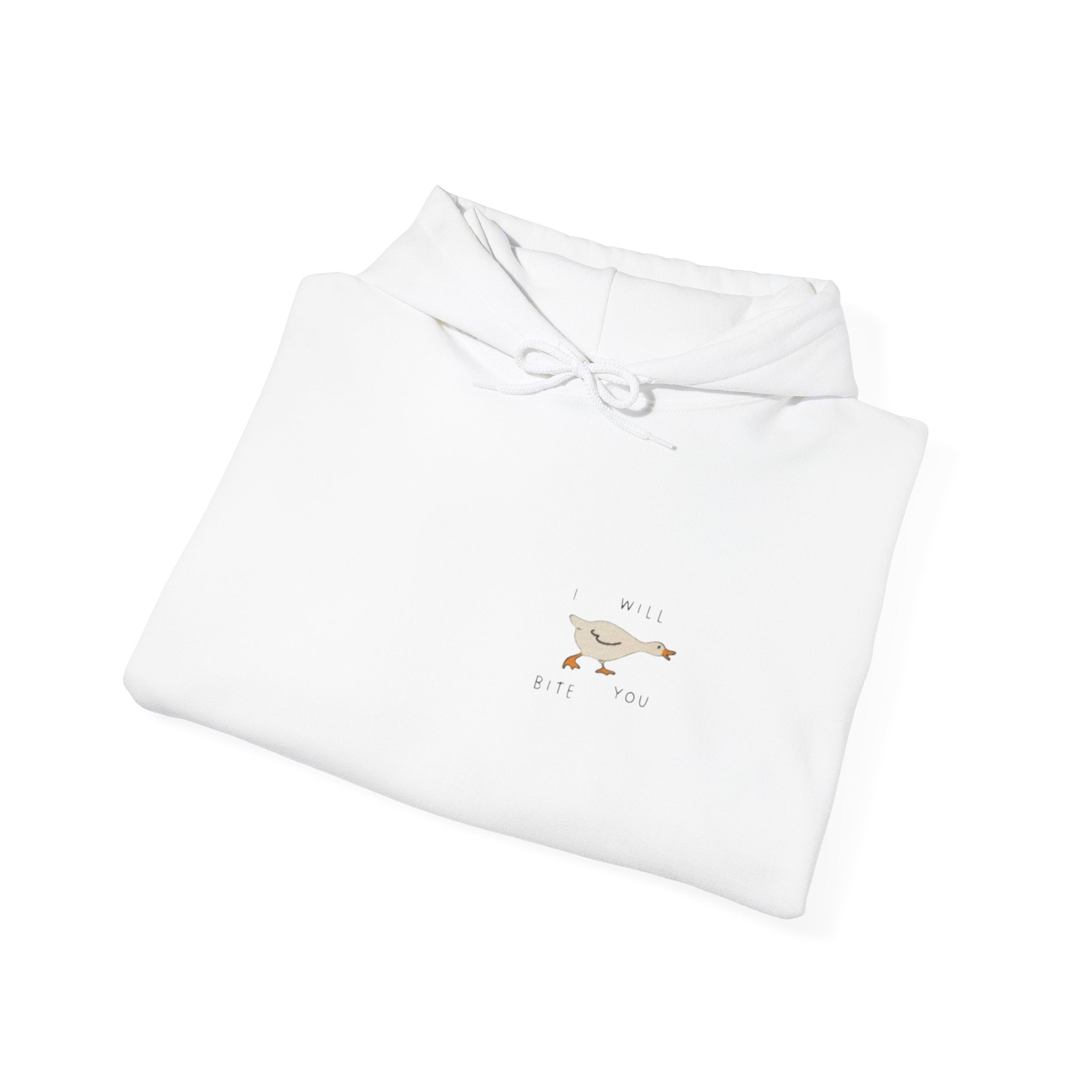 Minimal Running Duck Hoodie — Small Chest Illustration Sweatshirt