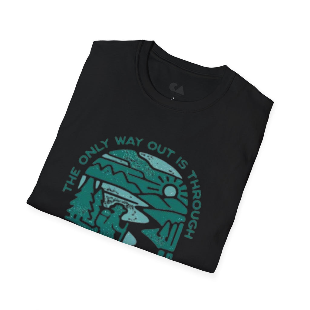 Adventure T‑Shirt — “The Only Way Out Is Through” Hiking Graphic Tee