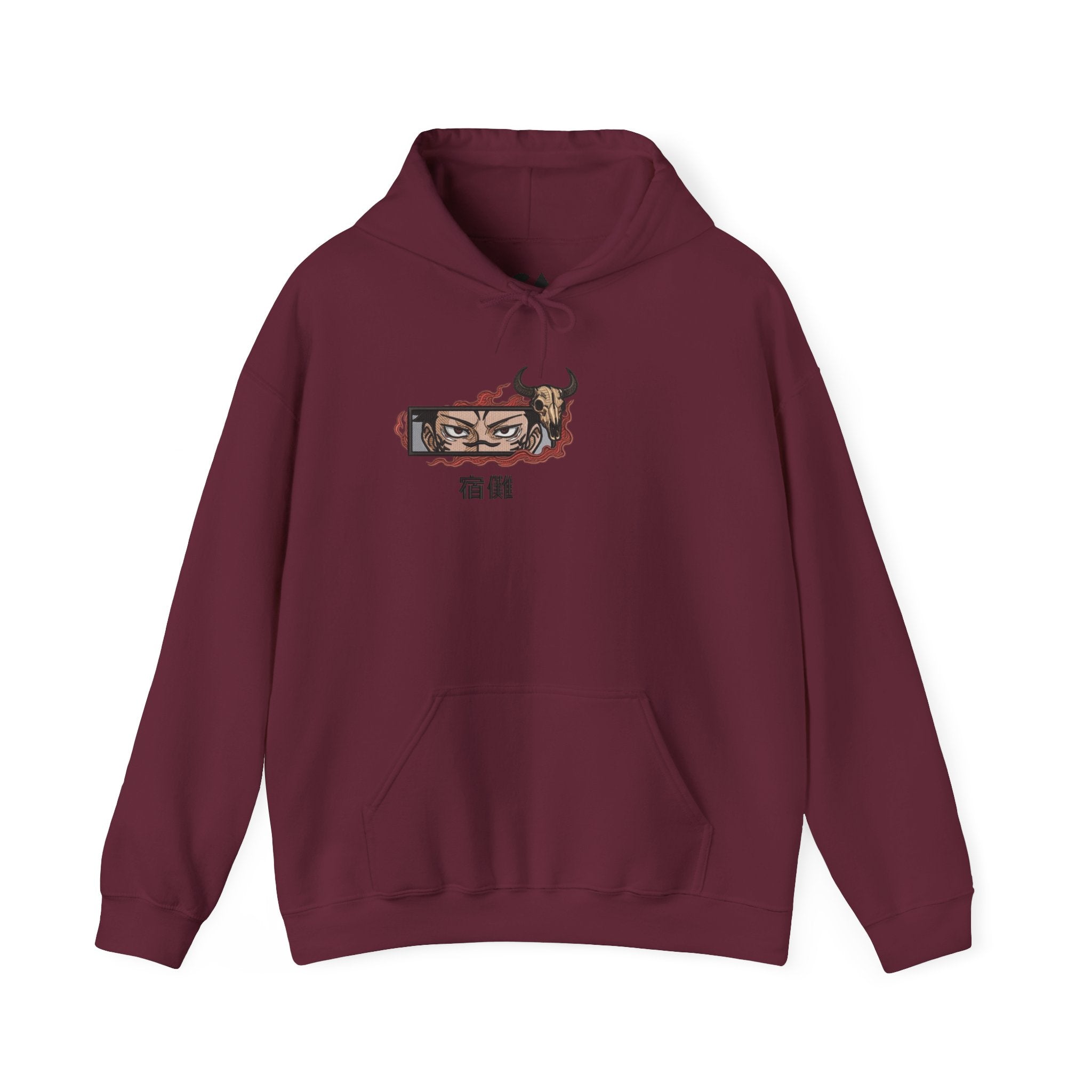 Hoodie — Demon Eye Graphic Hoodie with Kanji "宿傩" Urban Streetwear