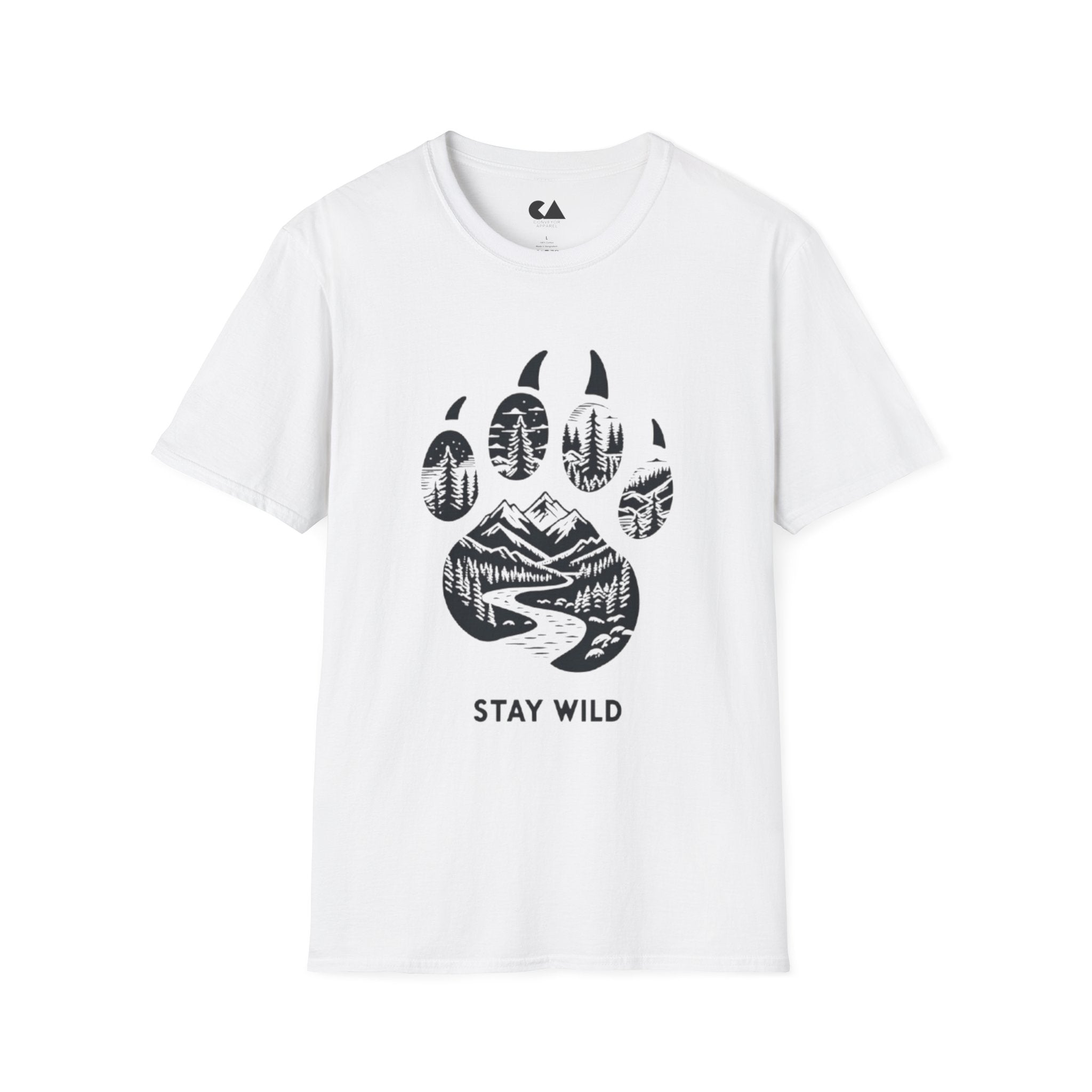 Stay Wild Bear Paw T-Shirt — Nature Mountain Forest Graphic Tee