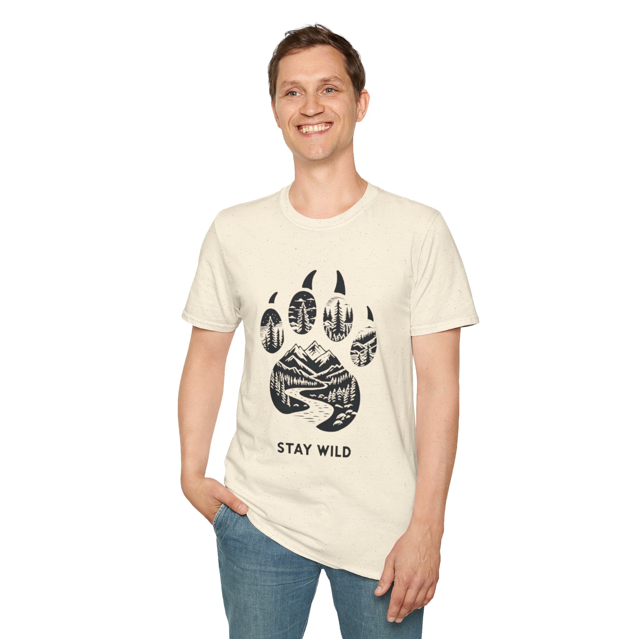 Stay Wild Bear Paw T-Shirt — Nature Mountain Forest Graphic Tee
