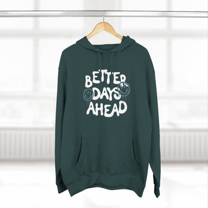 Three-Panel Fleece Hoodie with Motivational Prints