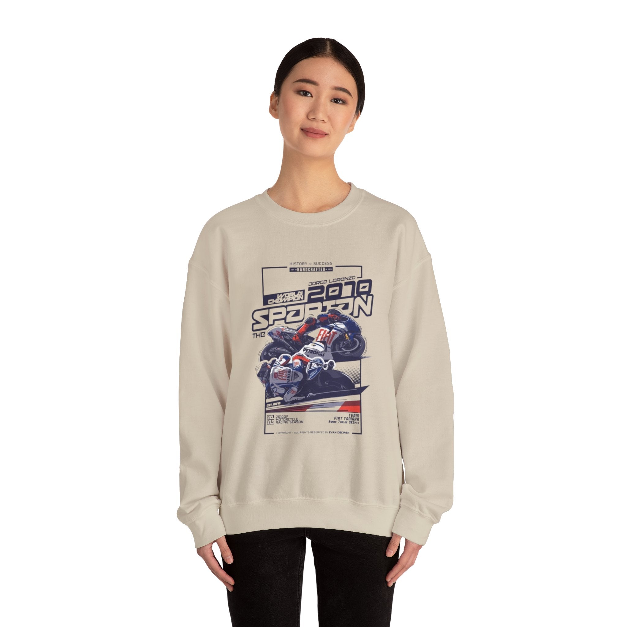 Moto GP Crewneck Sweatshirt — '2079 Spartan' Vintage Racing Design
