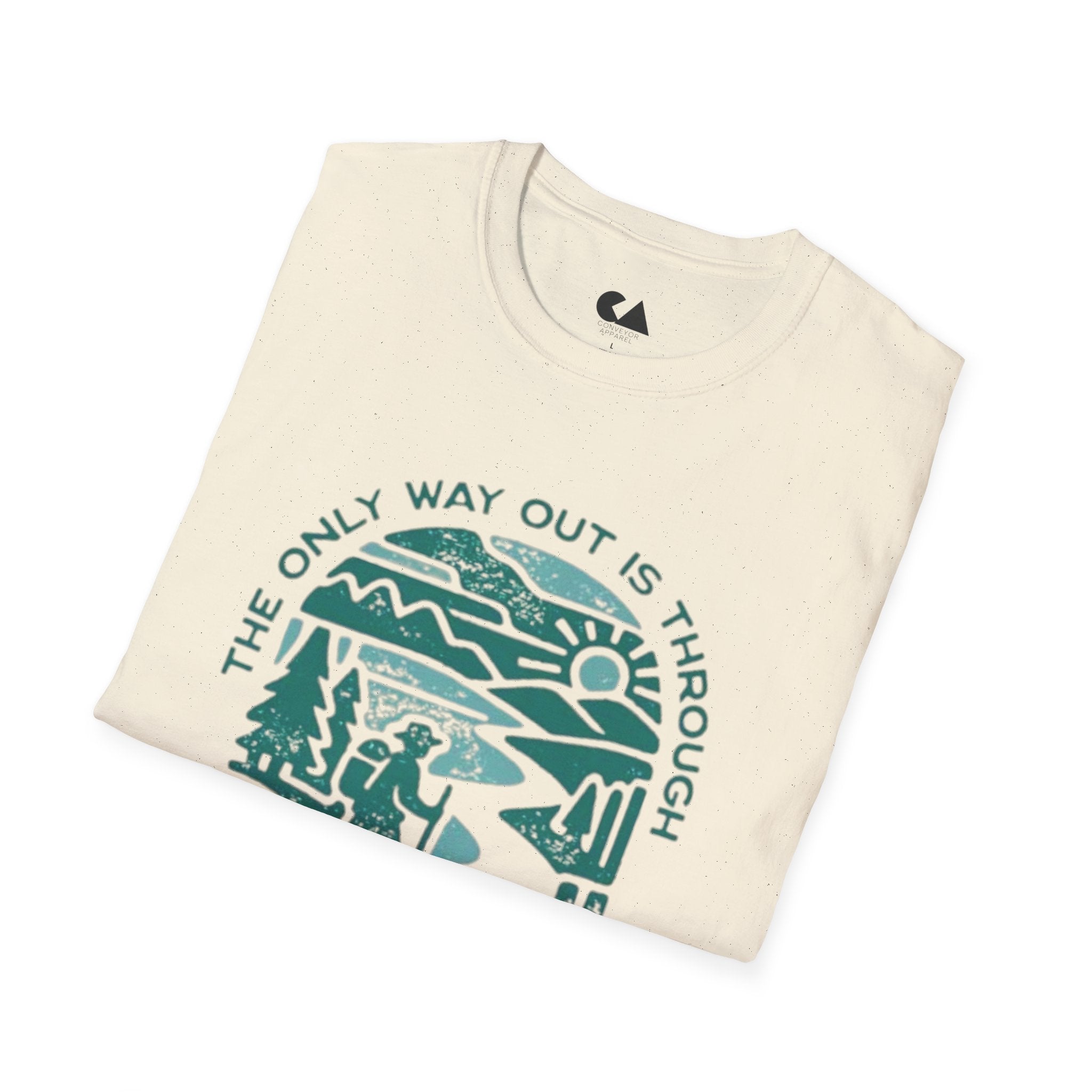 Adventure T‑Shirt — “The Only Way Out Is Through” Hiking Graphic Tee