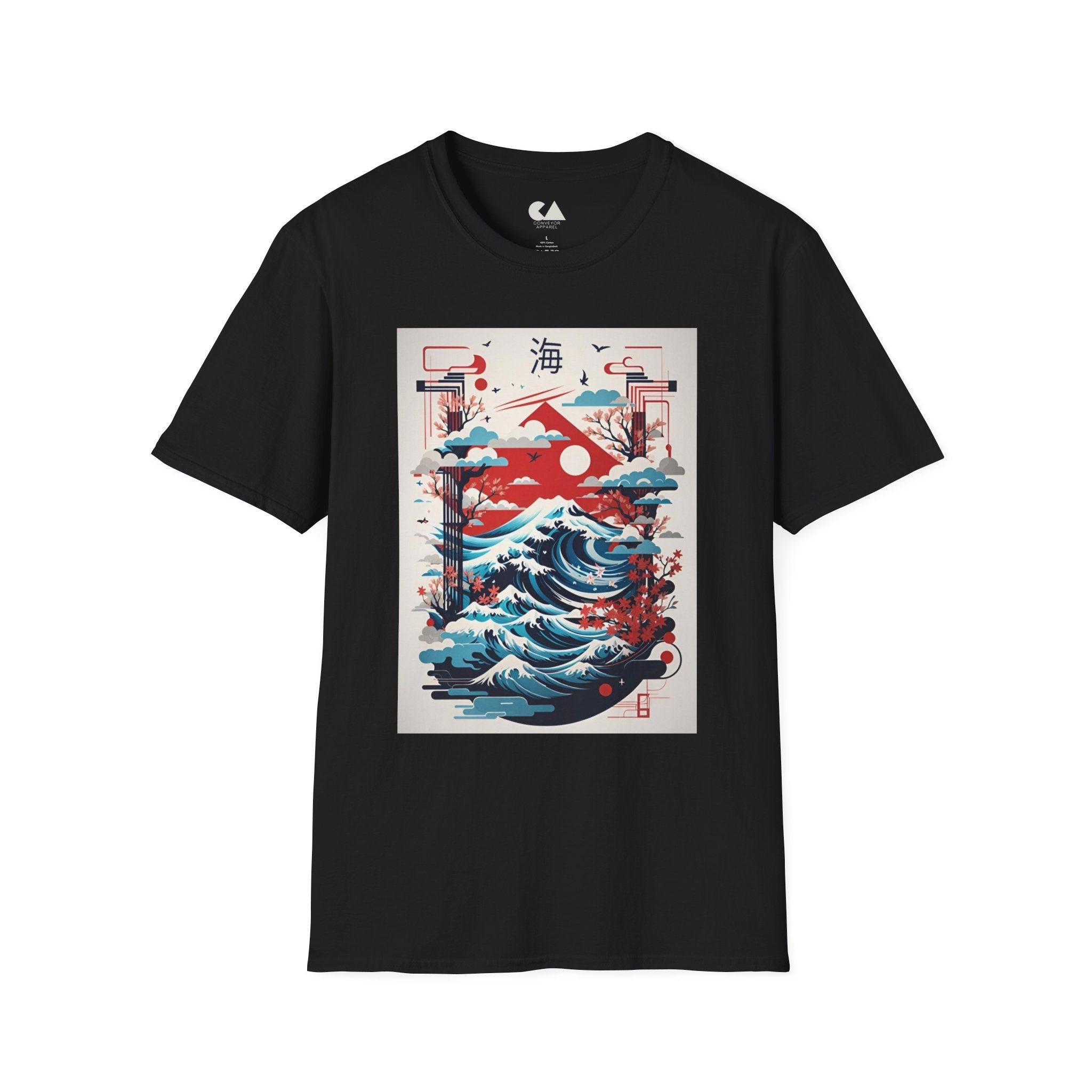 Stylish Graphic Tee with Japanese Wave Design
