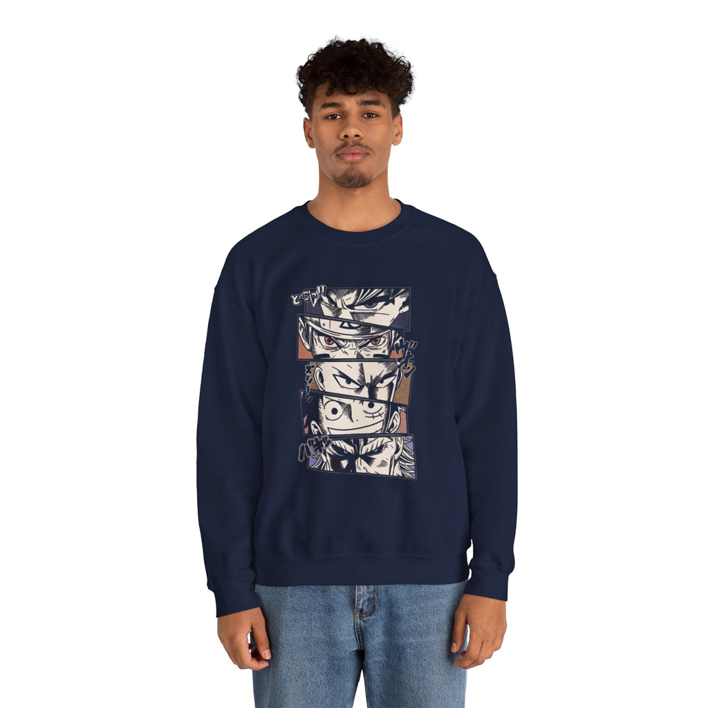 Anime Eyes Crewneck Sweatshirt — Intense Manga Character Panel Design