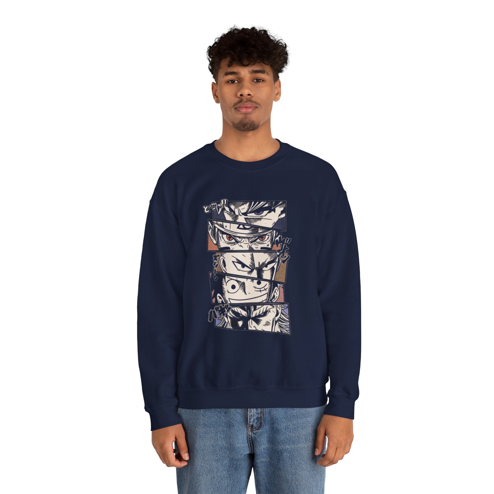Anime Eyes Crewneck Sweatshirt — Intense Manga Character Panel Design
