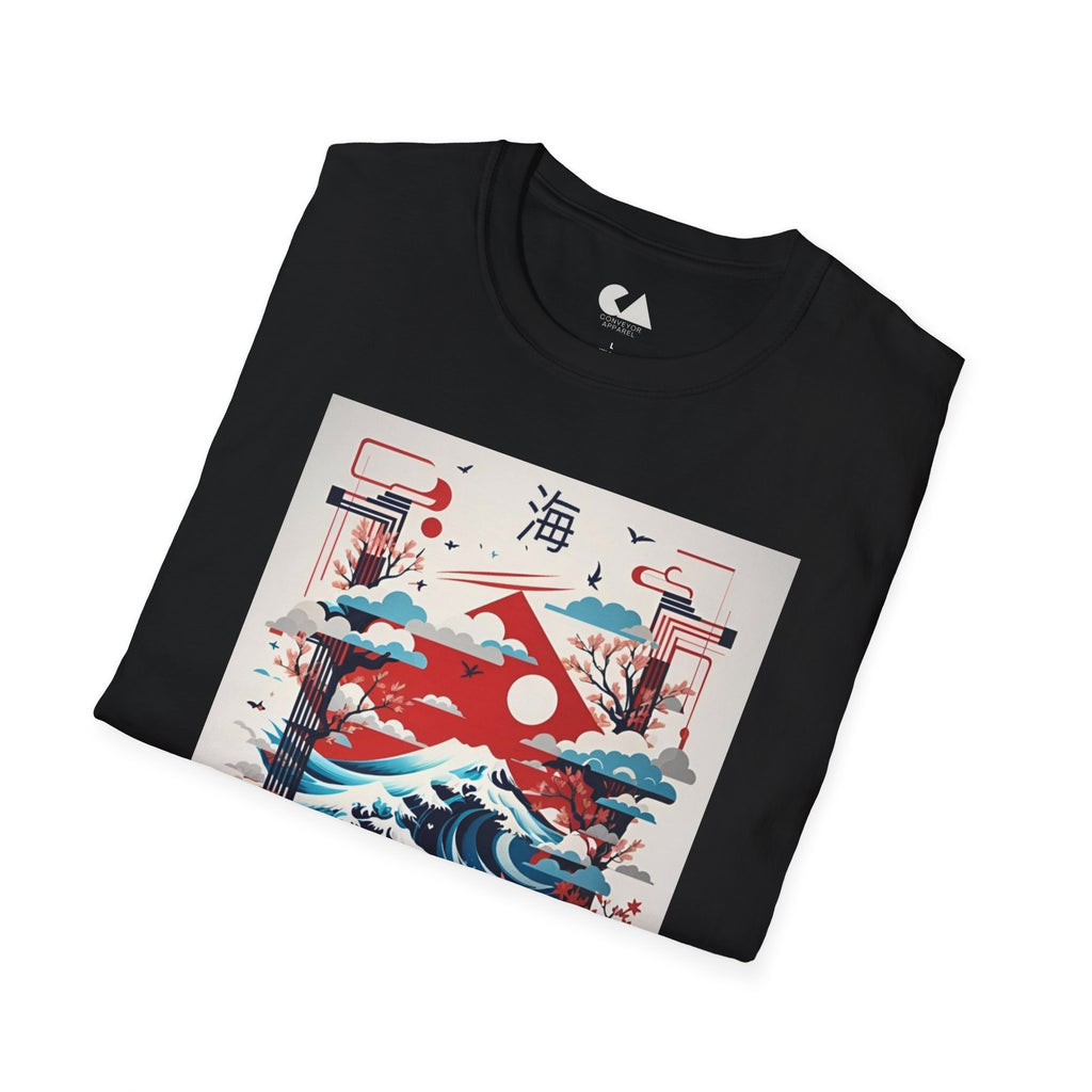 Stylish Graphic Tee with Japanese Wave Design