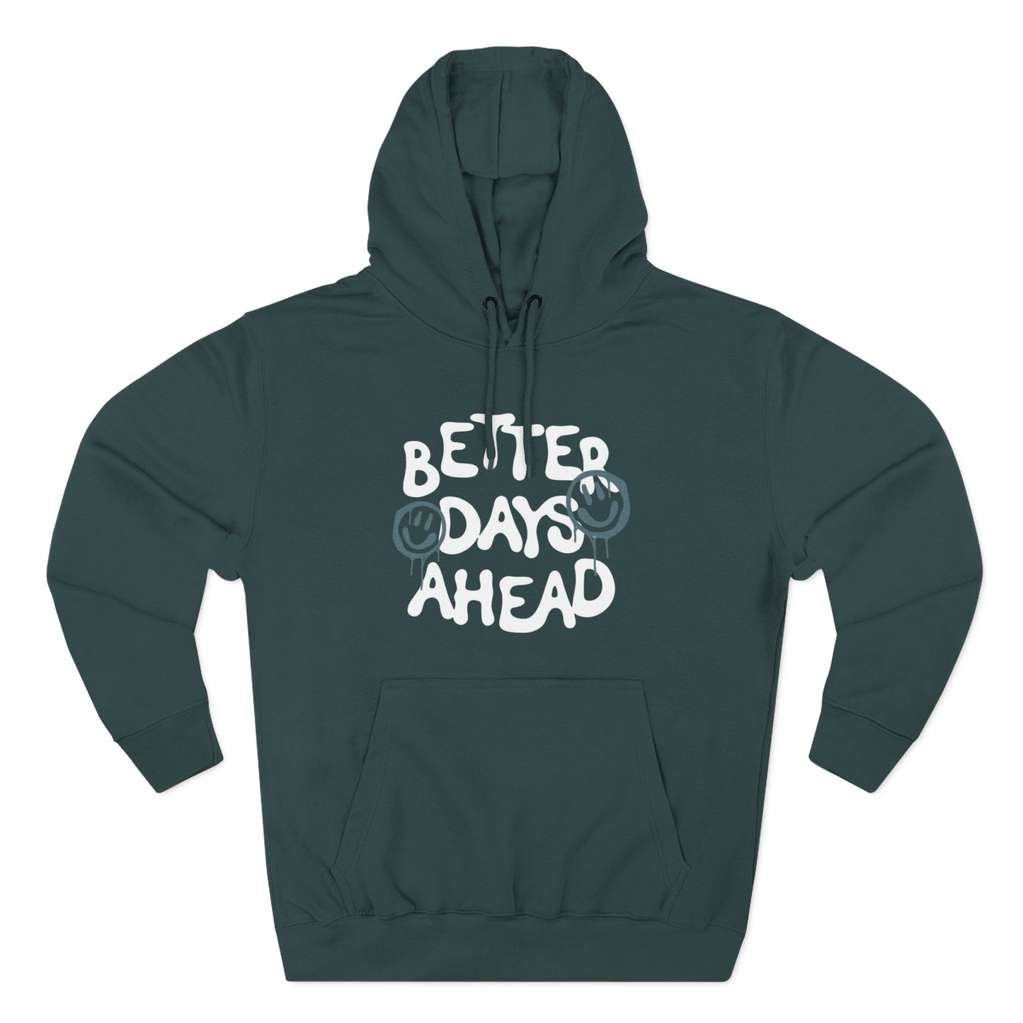 Three-Panel Fleece Hoodie with Motivational Prints